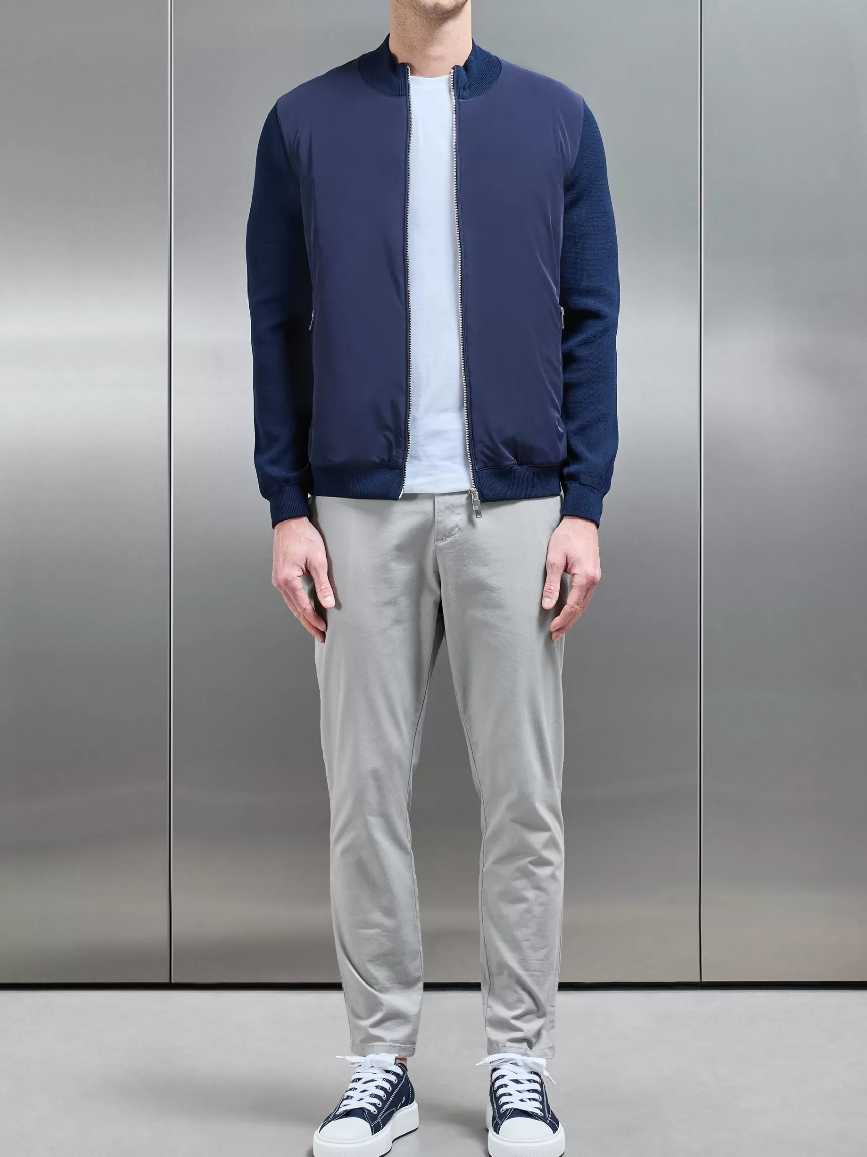Clearance ARNE Hybrid Knitted Jacket - Navy