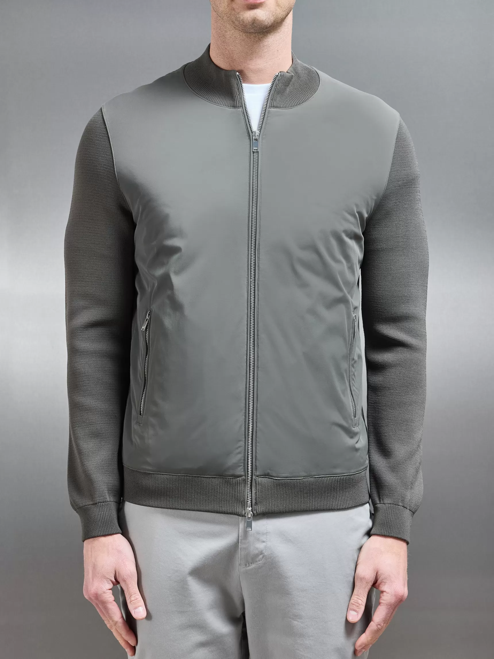 New ARNE Hybrid Knitted Jacket - Olive