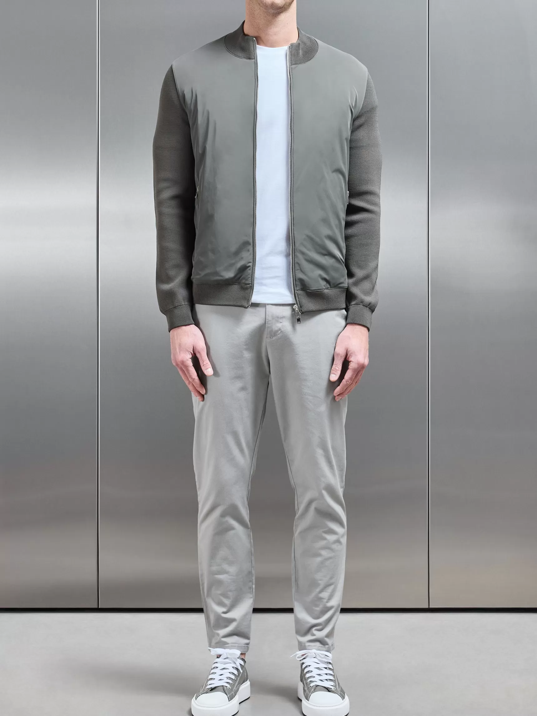 New ARNE Hybrid Knitted Jacket - Olive