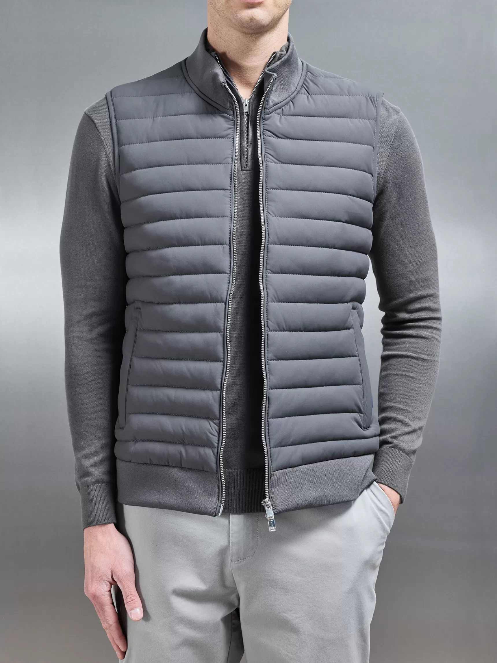Store ARNE Hybrid Quilted Gilet - Grey