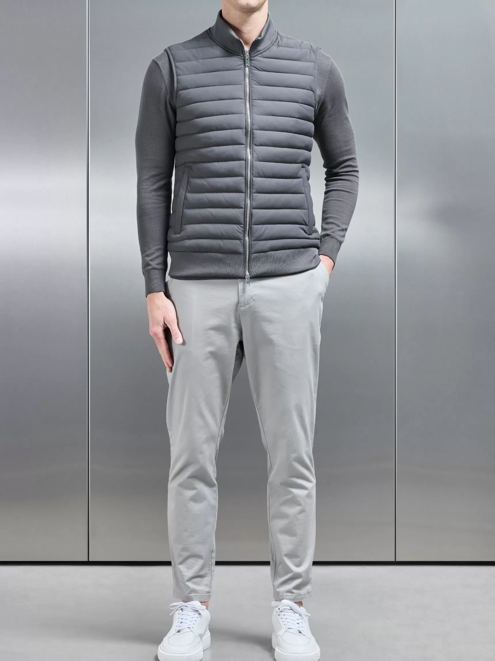 Store ARNE Hybrid Quilted Gilet - Grey