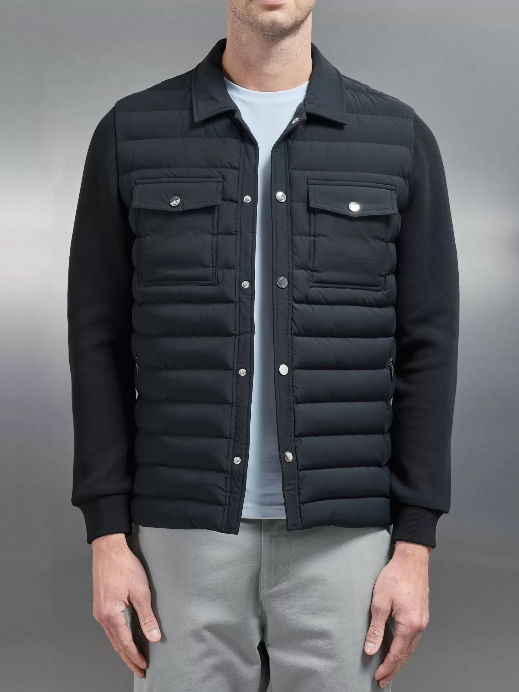 Sale ARNE Hybrid Quilted Overshirt - Black