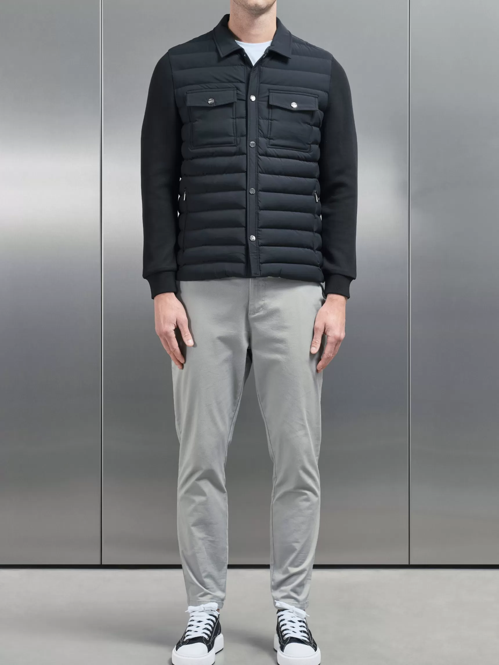 Sale ARNE Hybrid Quilted Overshirt - Black