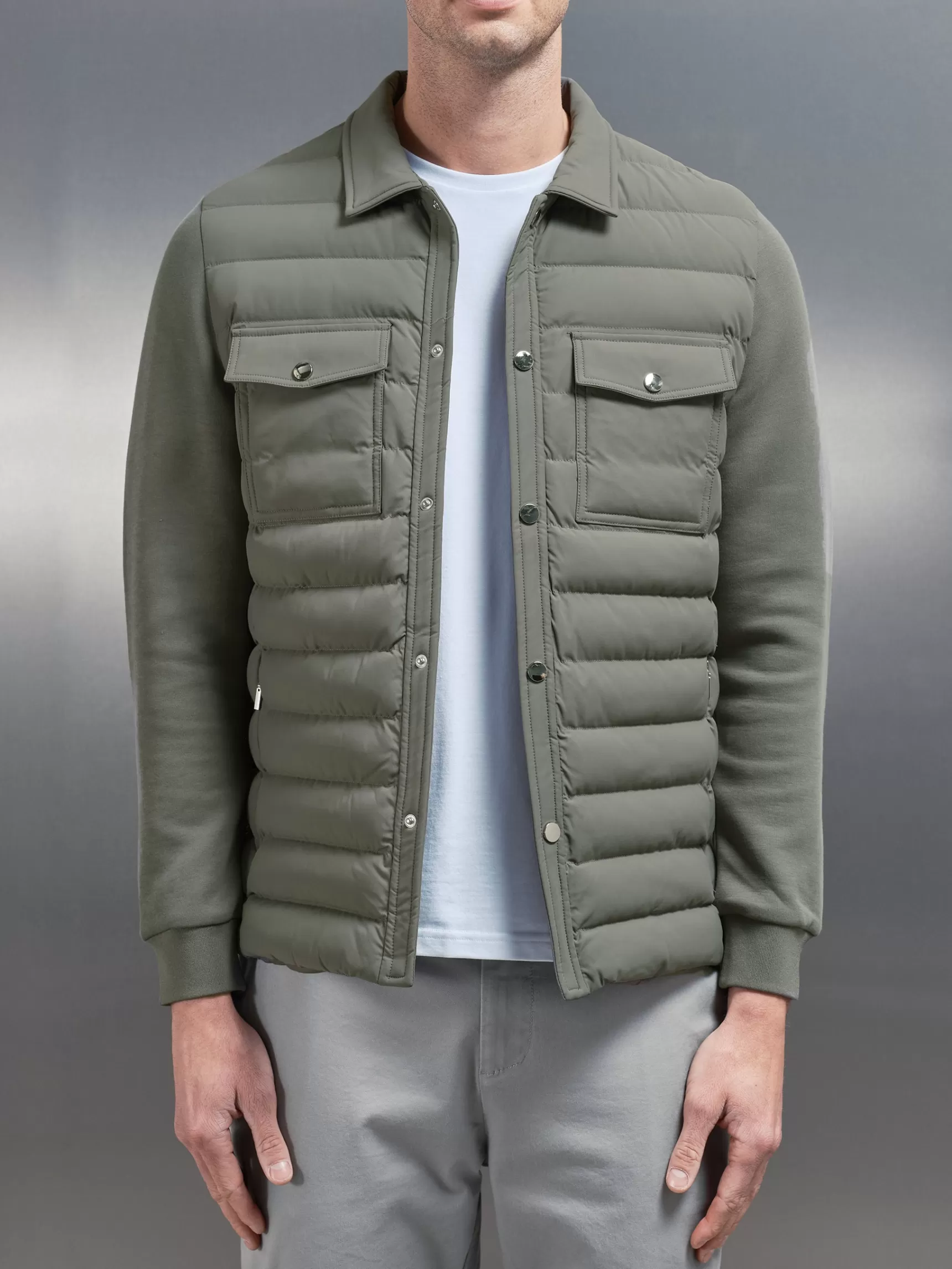 Clearance ARNE Hybrid Quilted Overshirt - Green Sage