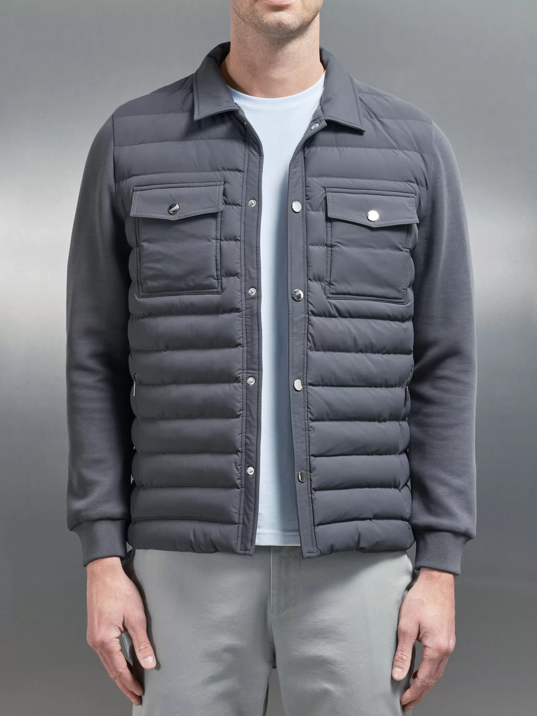 Cheap ARNE Hybrid Quilted Overshirt - Grey