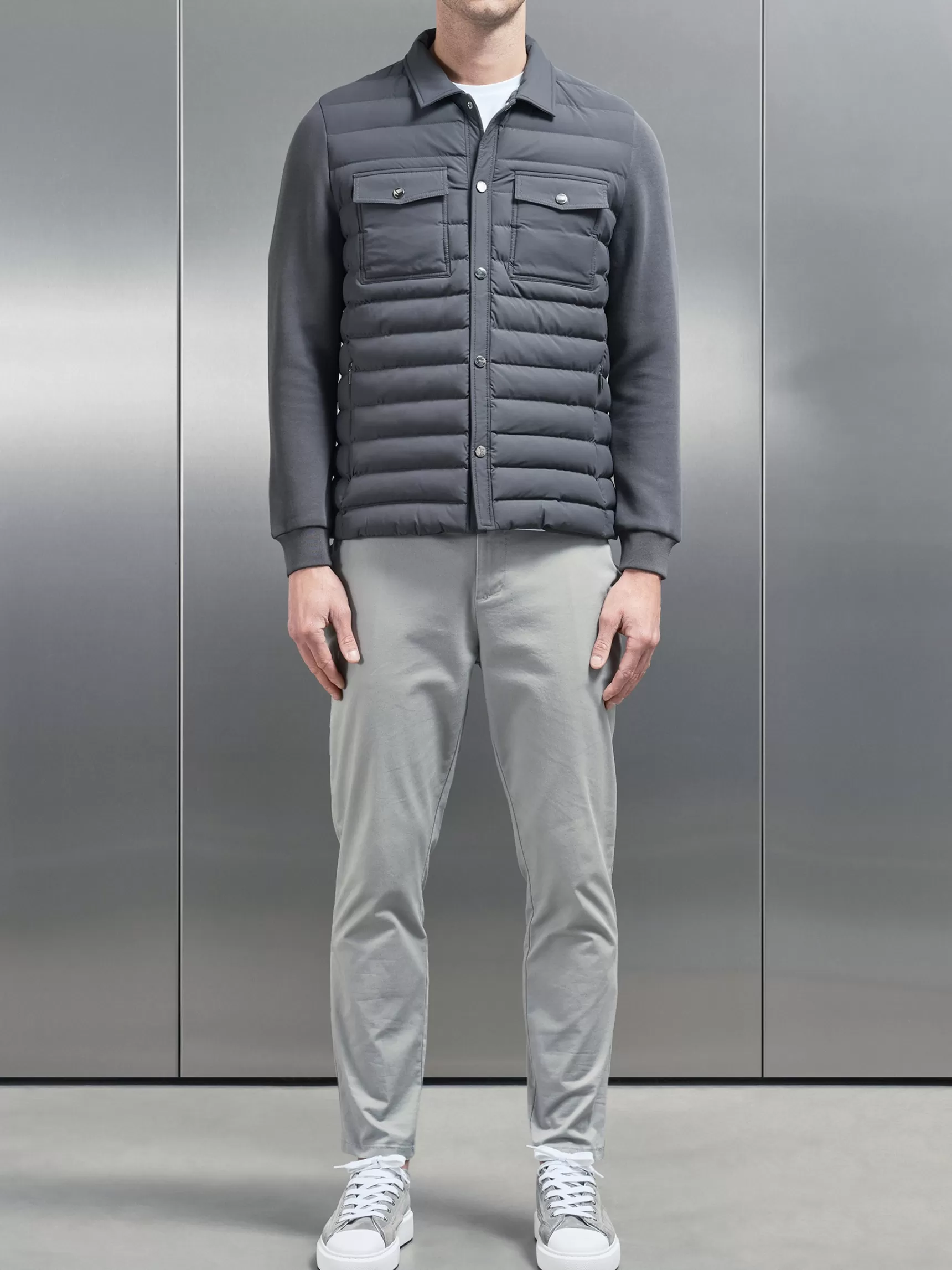 Cheap ARNE Hybrid Quilted Overshirt - Grey