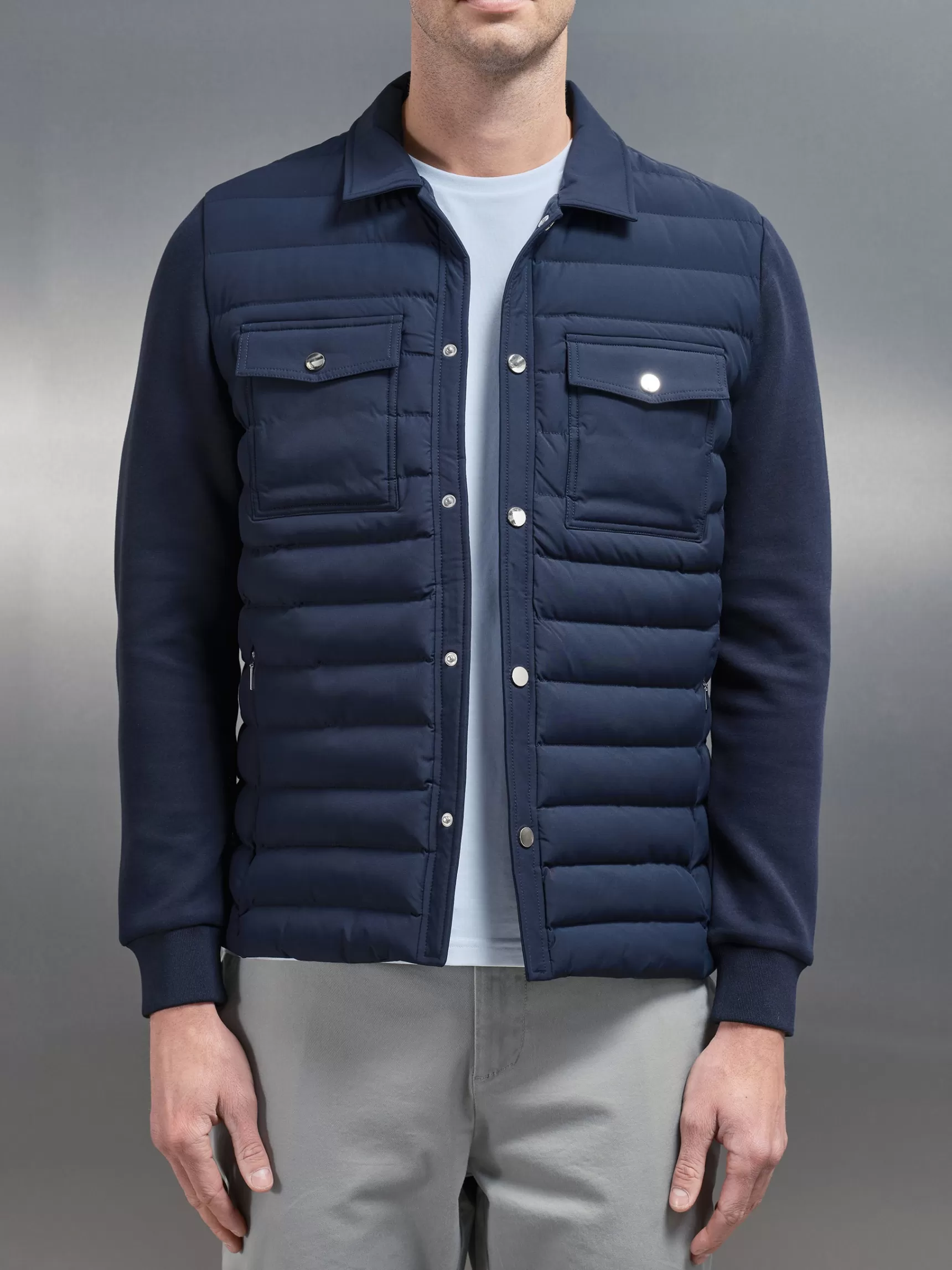 Online ARNE Hybrid Quilted Overshirt - Navy