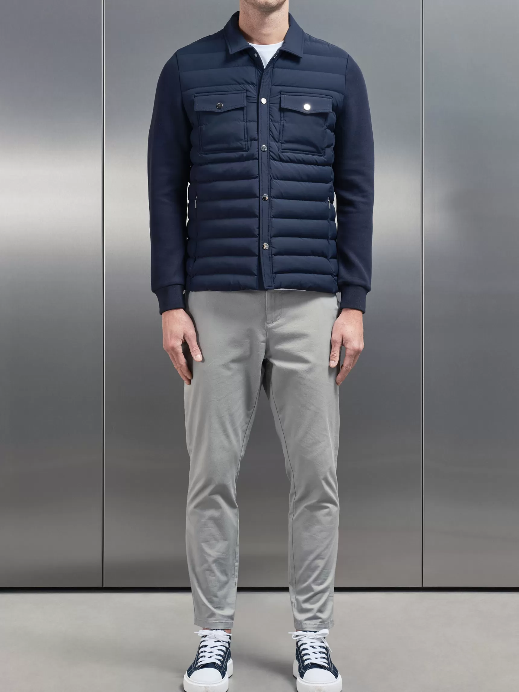 Online ARNE Hybrid Quilted Overshirt - Navy