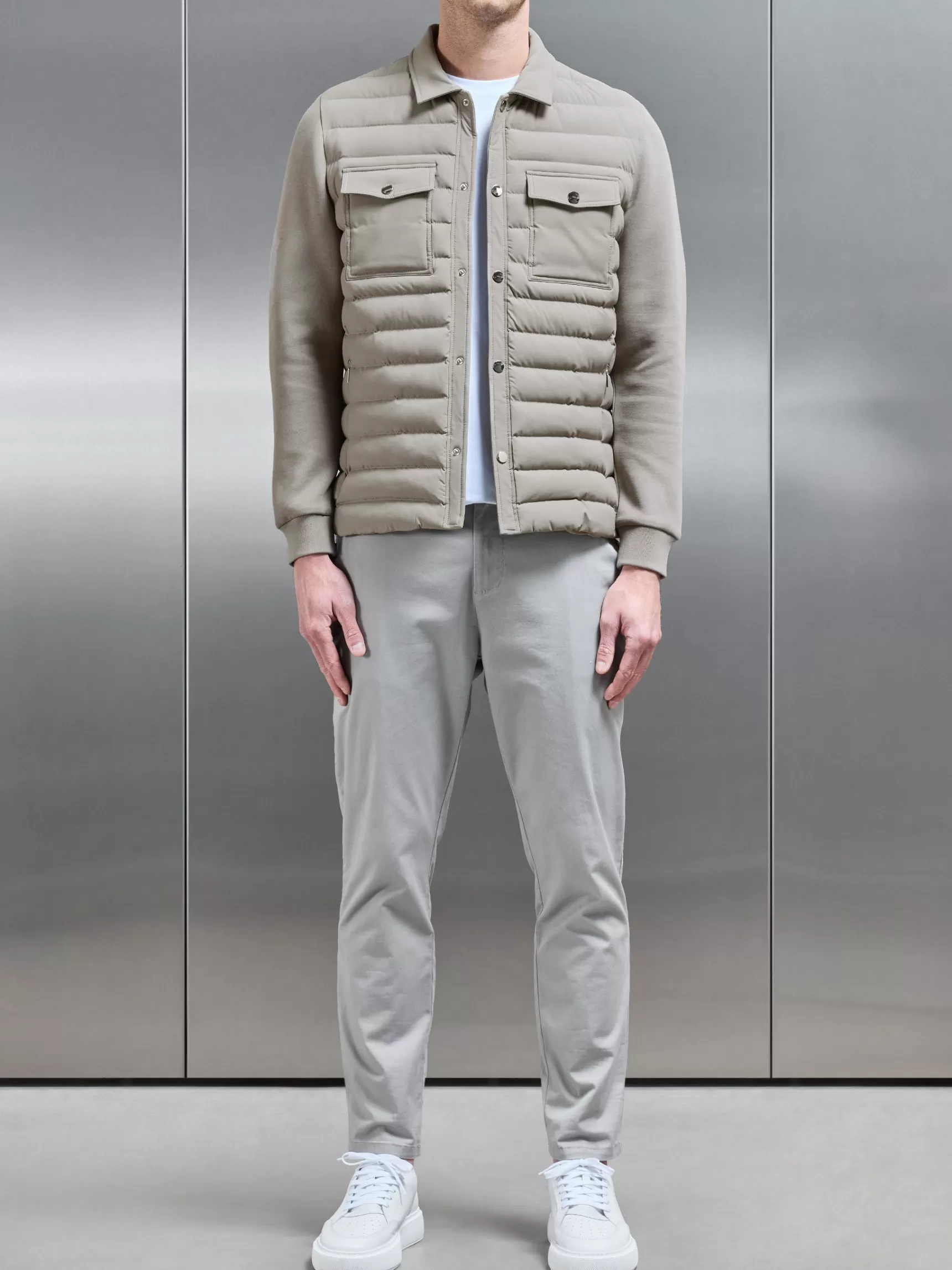 Sale ARNE Hybrid Quilted Overshirt - Taupe