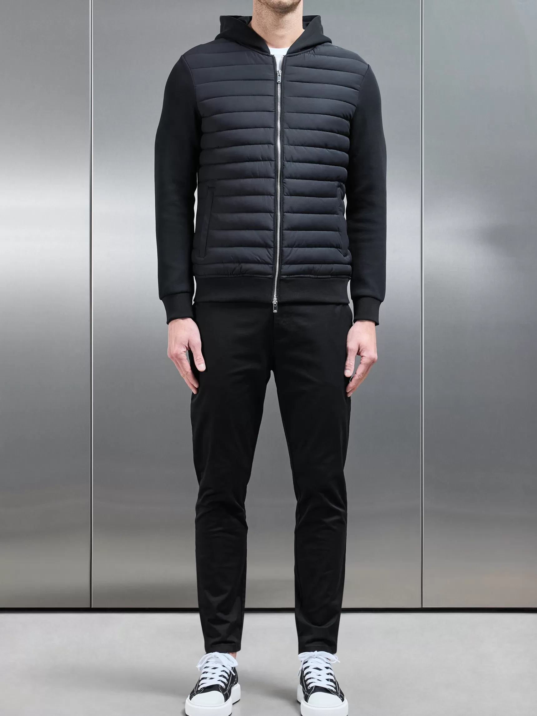 Cheap ARNE Hybrid Quilted Windbreaker - Black
