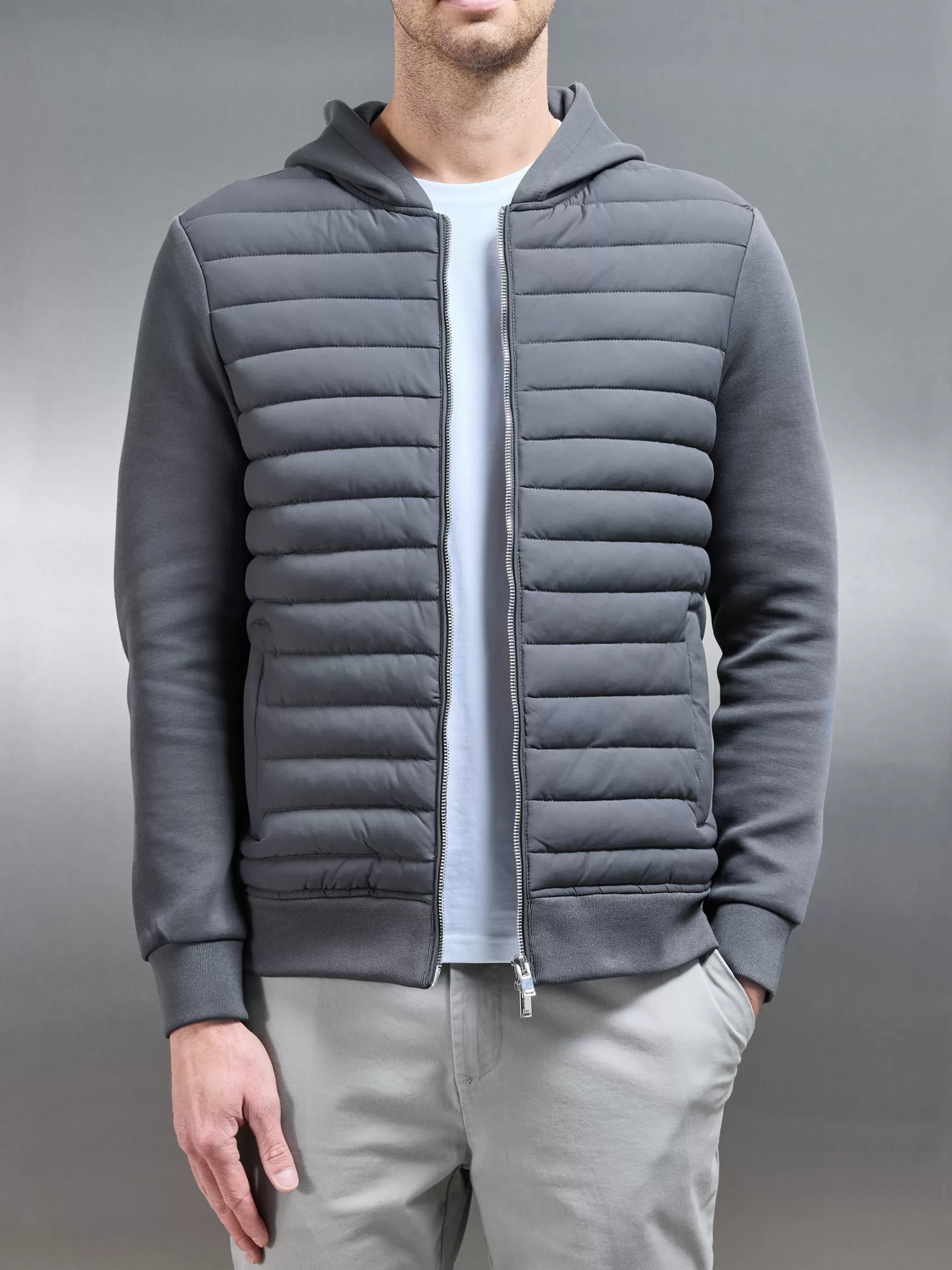 Hot ARNE Hybrid Quilted Windbreaker - Grey
