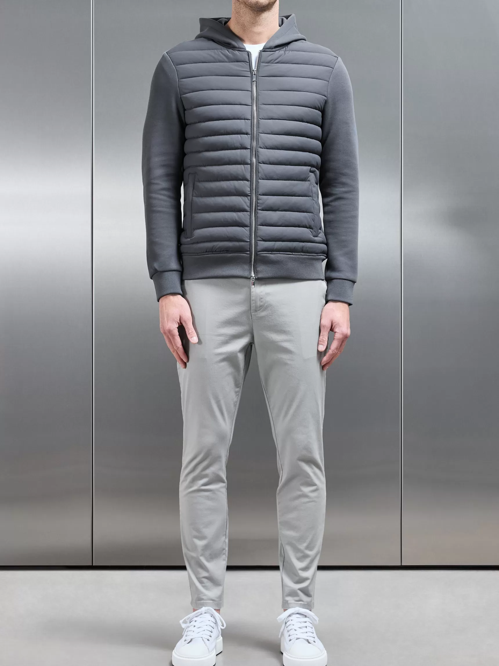 Hot ARNE Hybrid Quilted Windbreaker - Grey