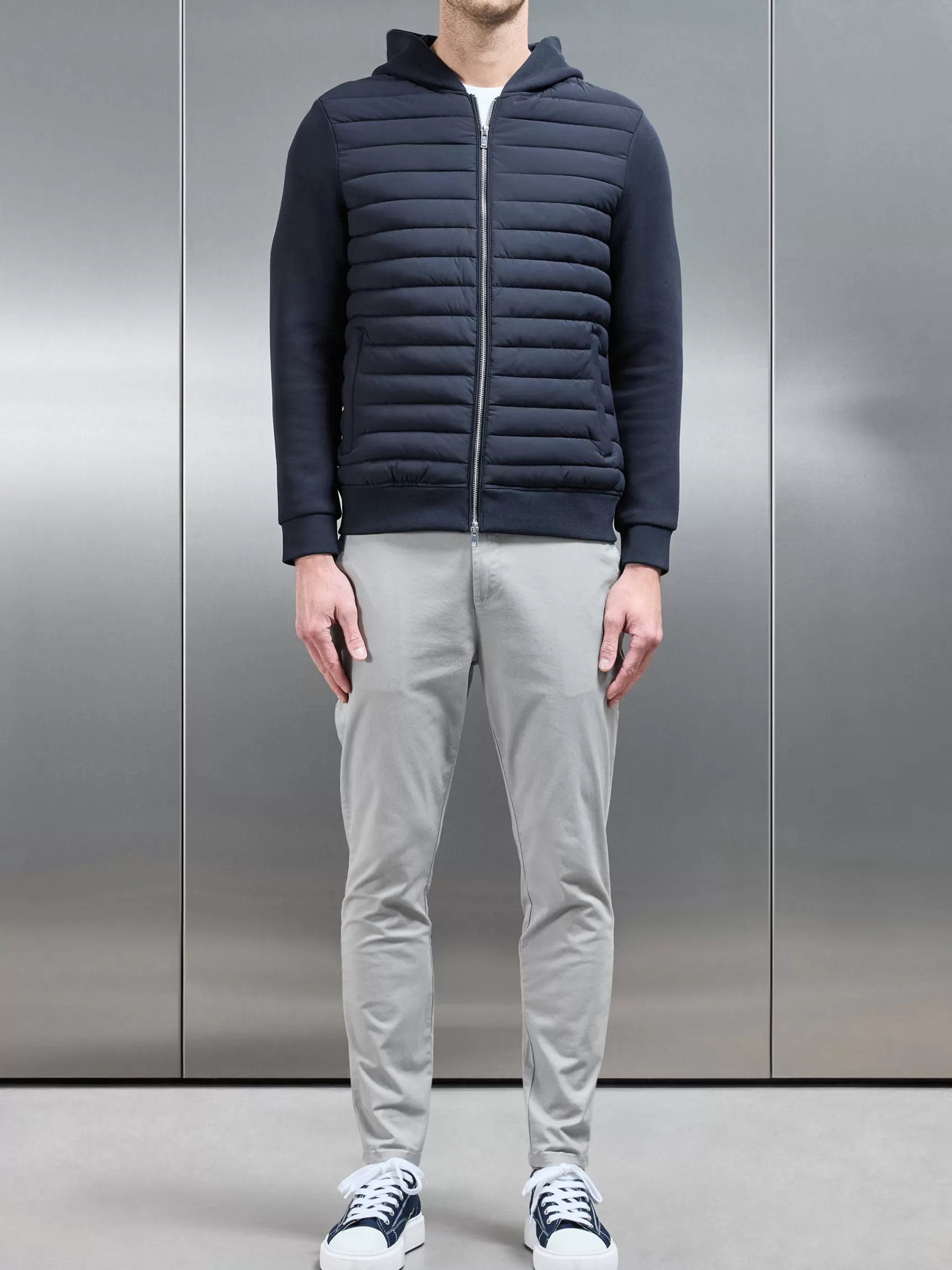 Outlet ARNE Hybrid Quilted Windbreaker - Navy