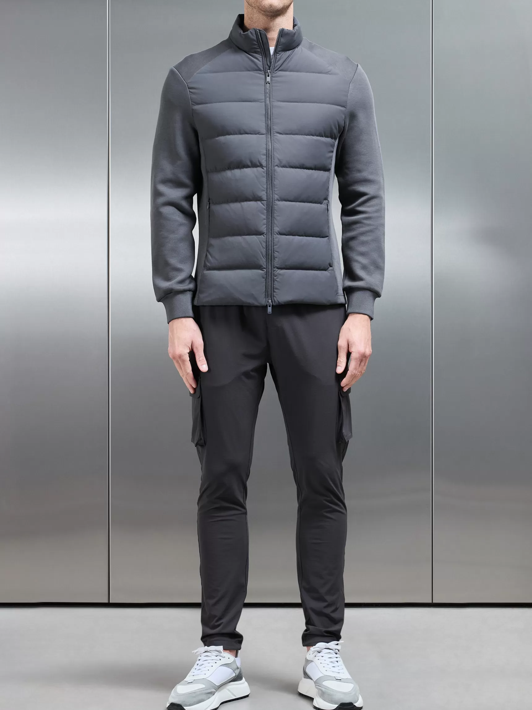 Store ARNE Hybrid Technical Puffer Jacket - Grey