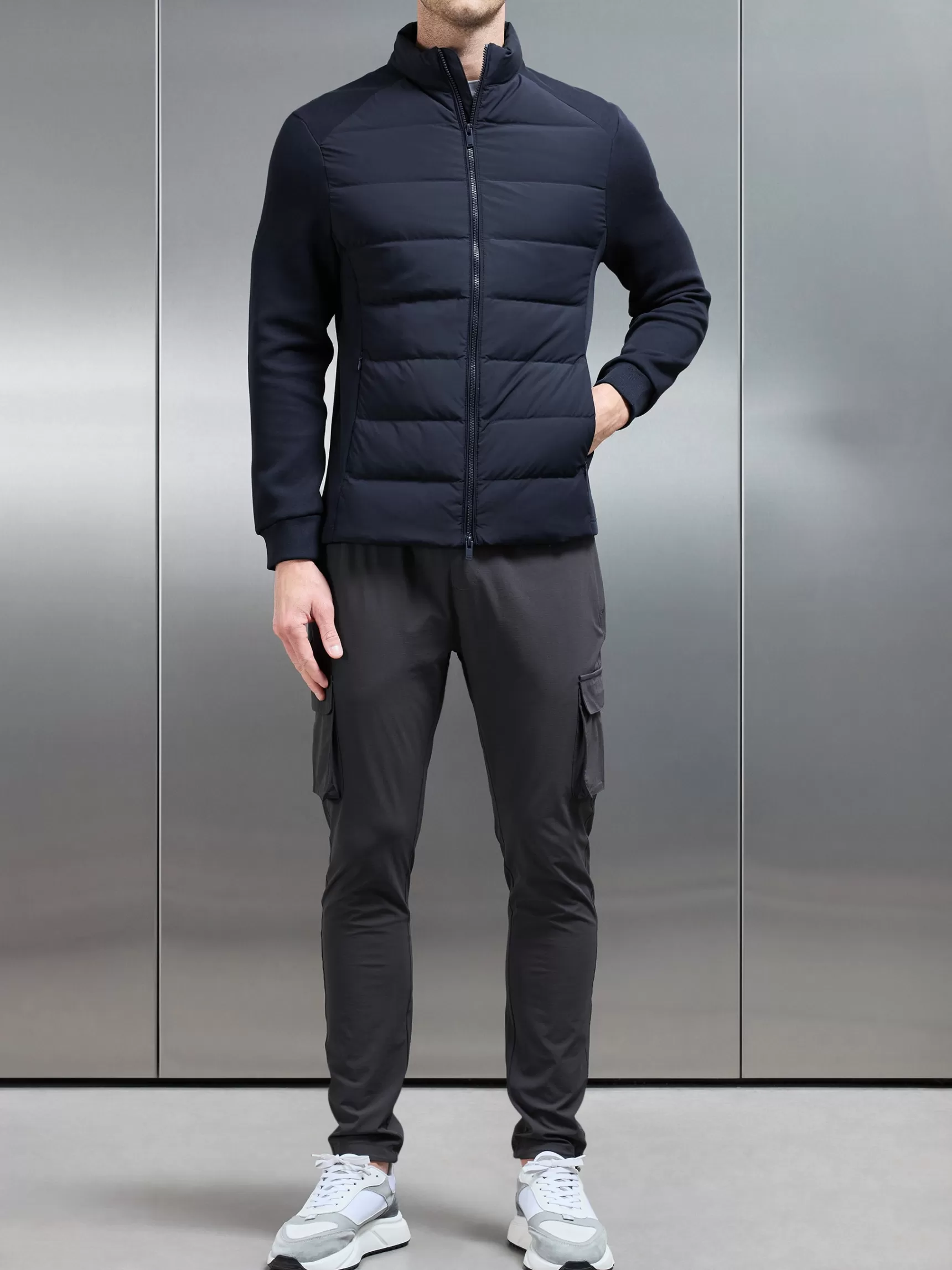 Outlet ARNE Hybrid Technical Puffer Jacket - Navy