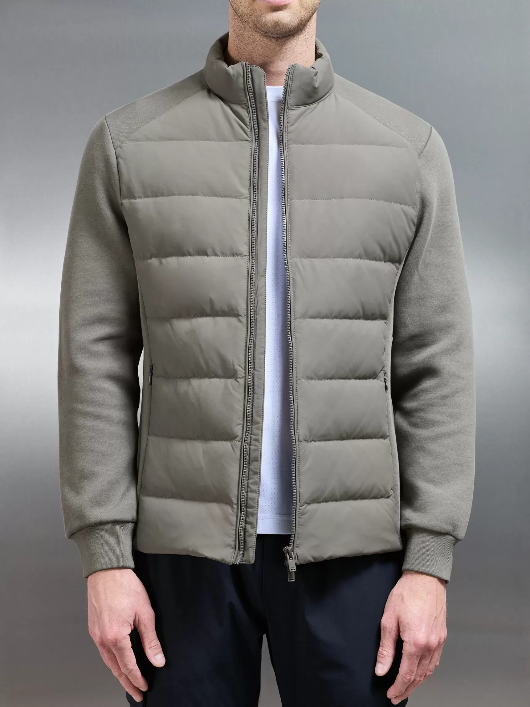 New ARNE Hybrid Technical Puffer Jacket - Olive
