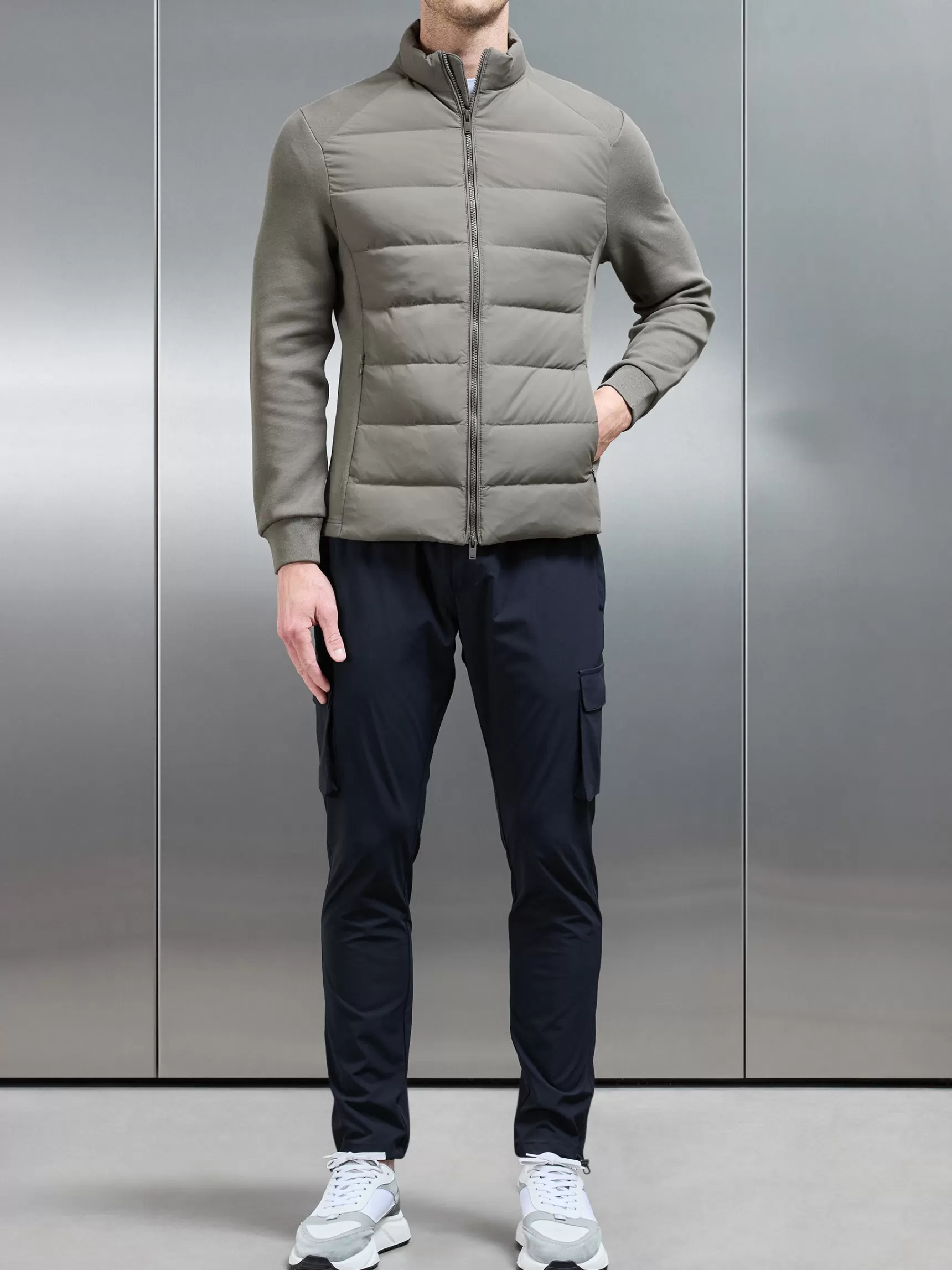 New ARNE Hybrid Technical Puffer Jacket - Olive