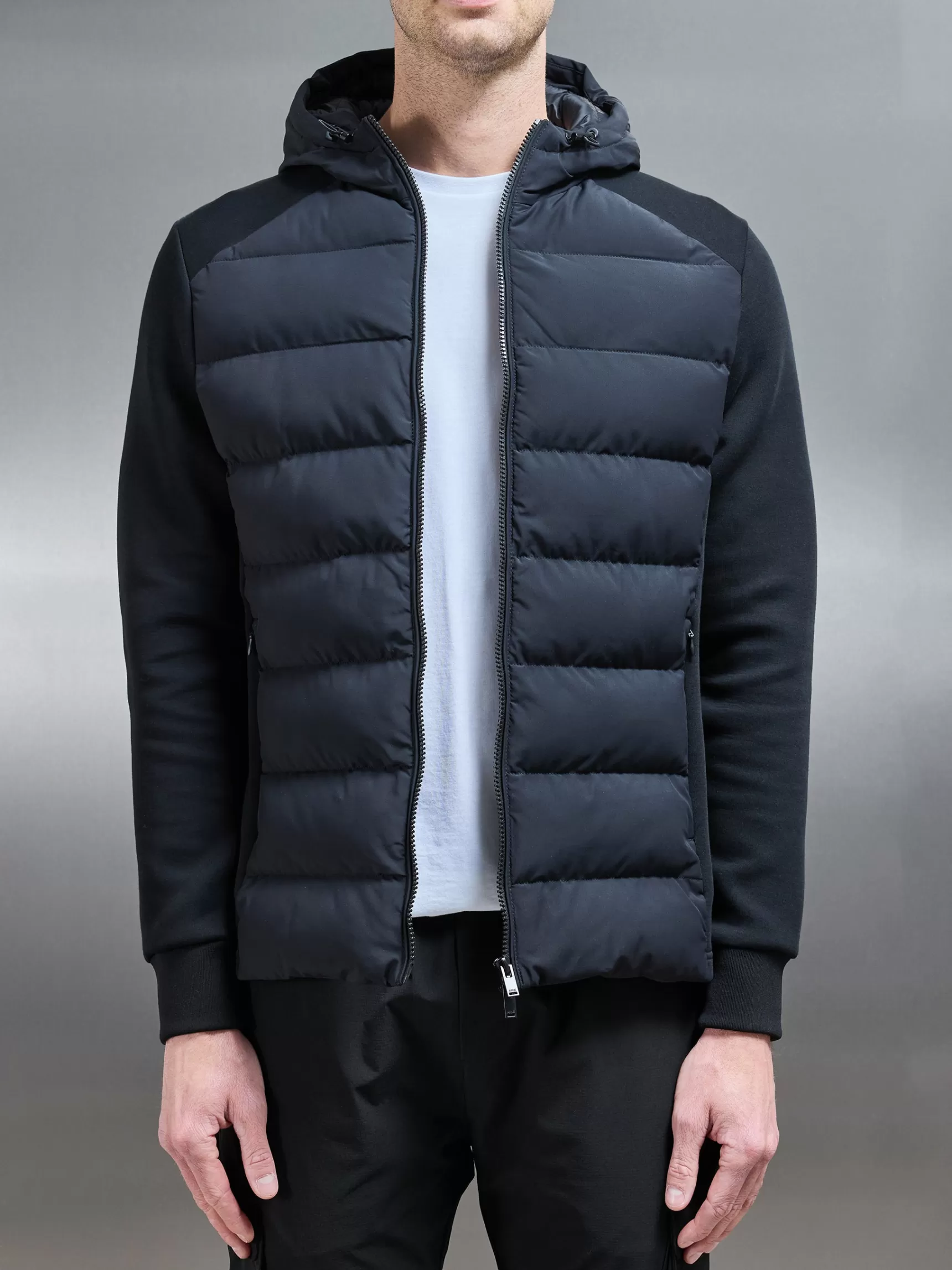 Sale ARNE Hybrid Technical Puffer Windbreaker - Black