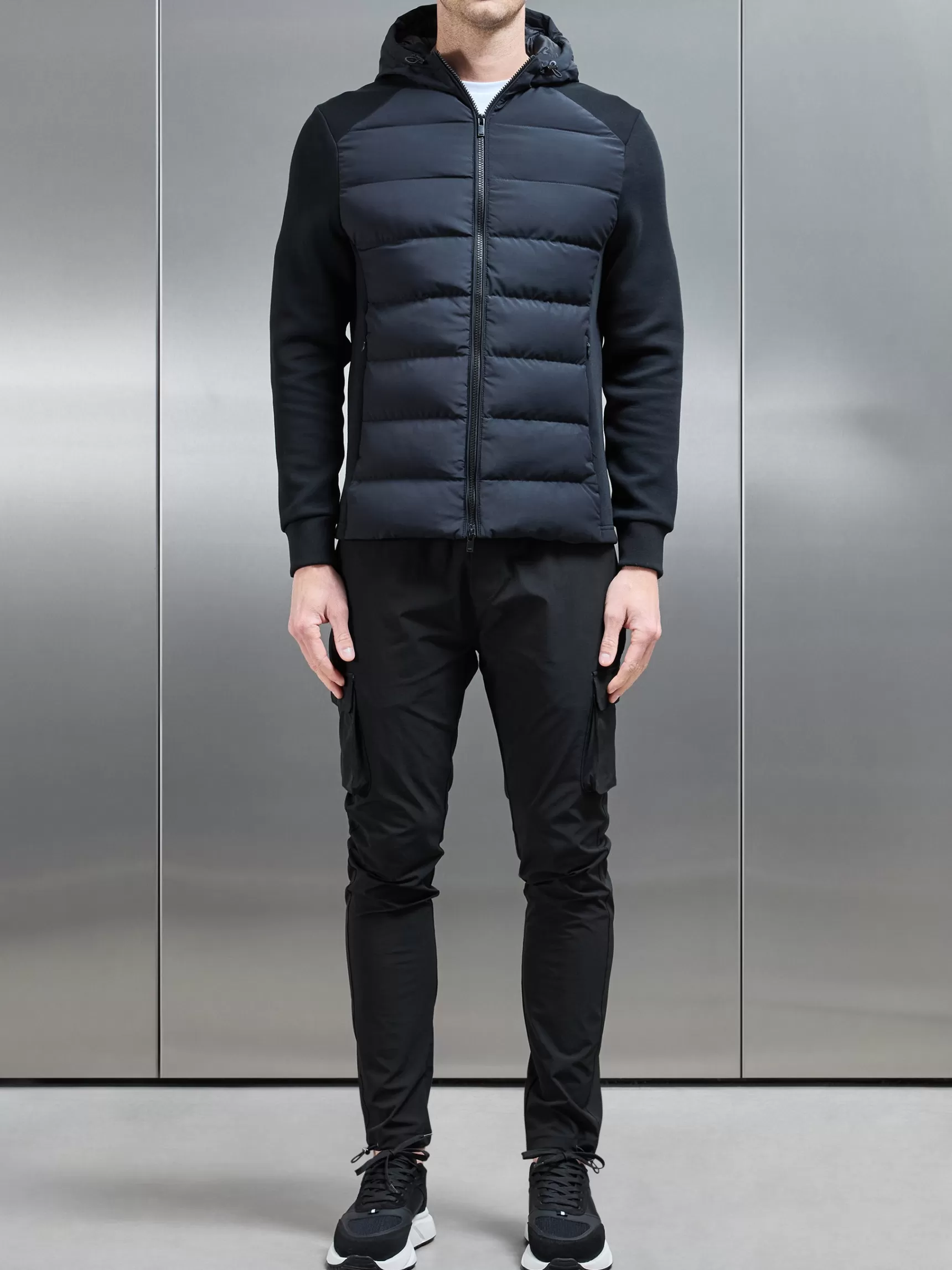 Sale ARNE Hybrid Technical Puffer Windbreaker - Black