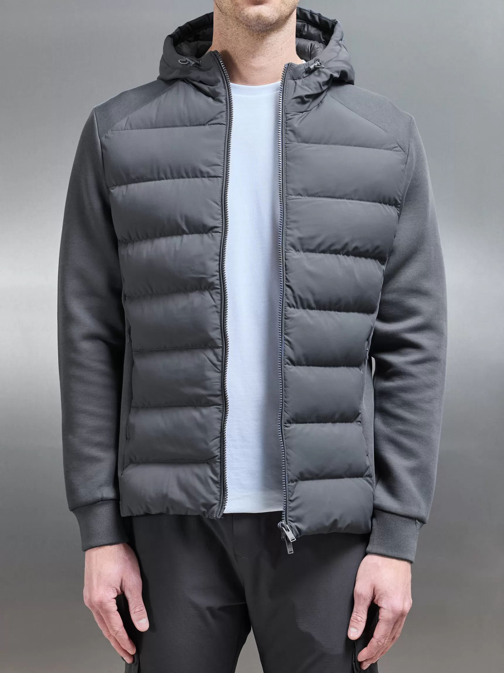Sale ARNE Hybrid Technical Puffer Windbreaker - Grey