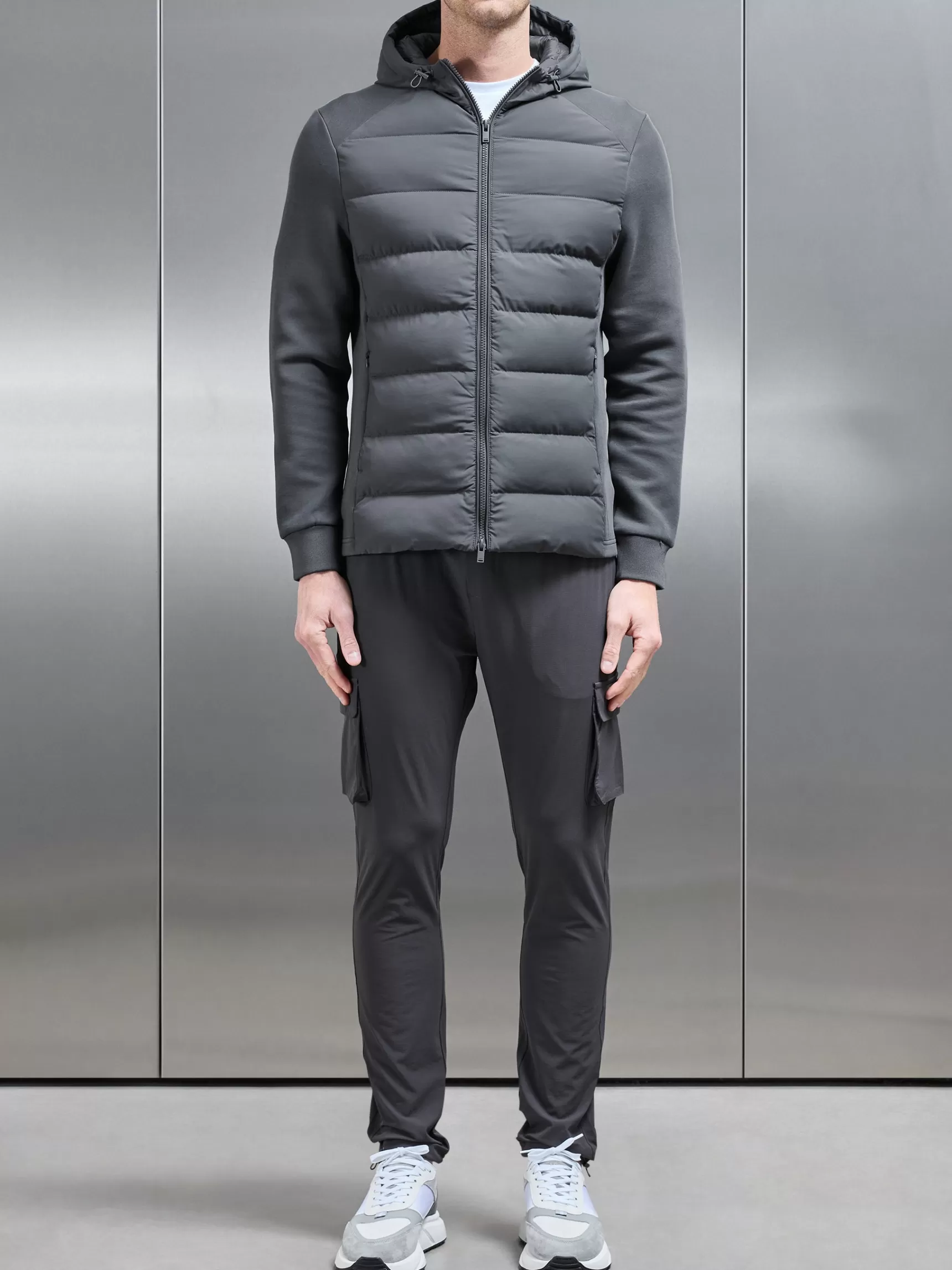 Sale ARNE Hybrid Technical Puffer Windbreaker - Grey