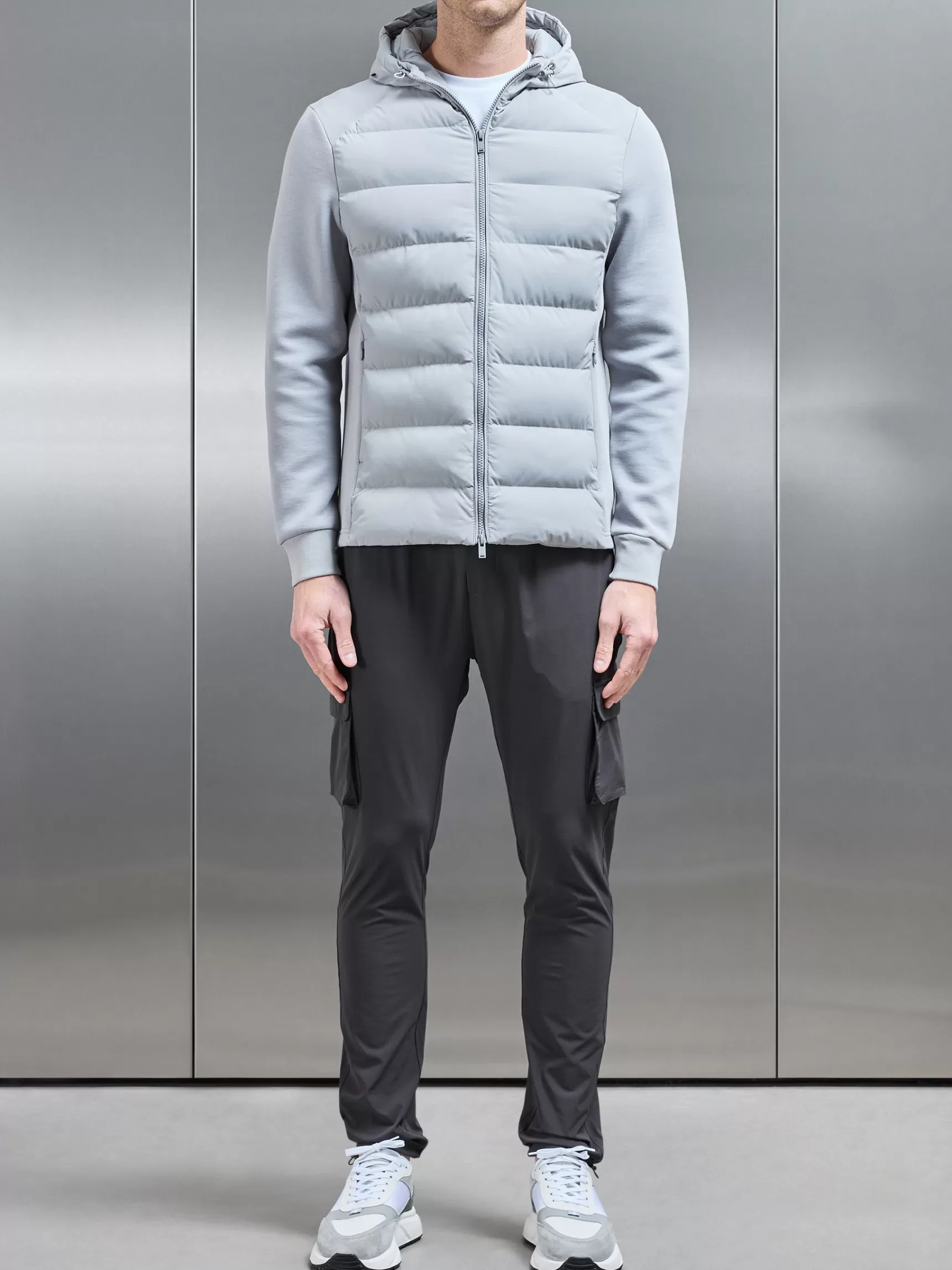 Fashion ARNE Hybrid Technical Puffer Windbreaker - Mid Grey MidGrey