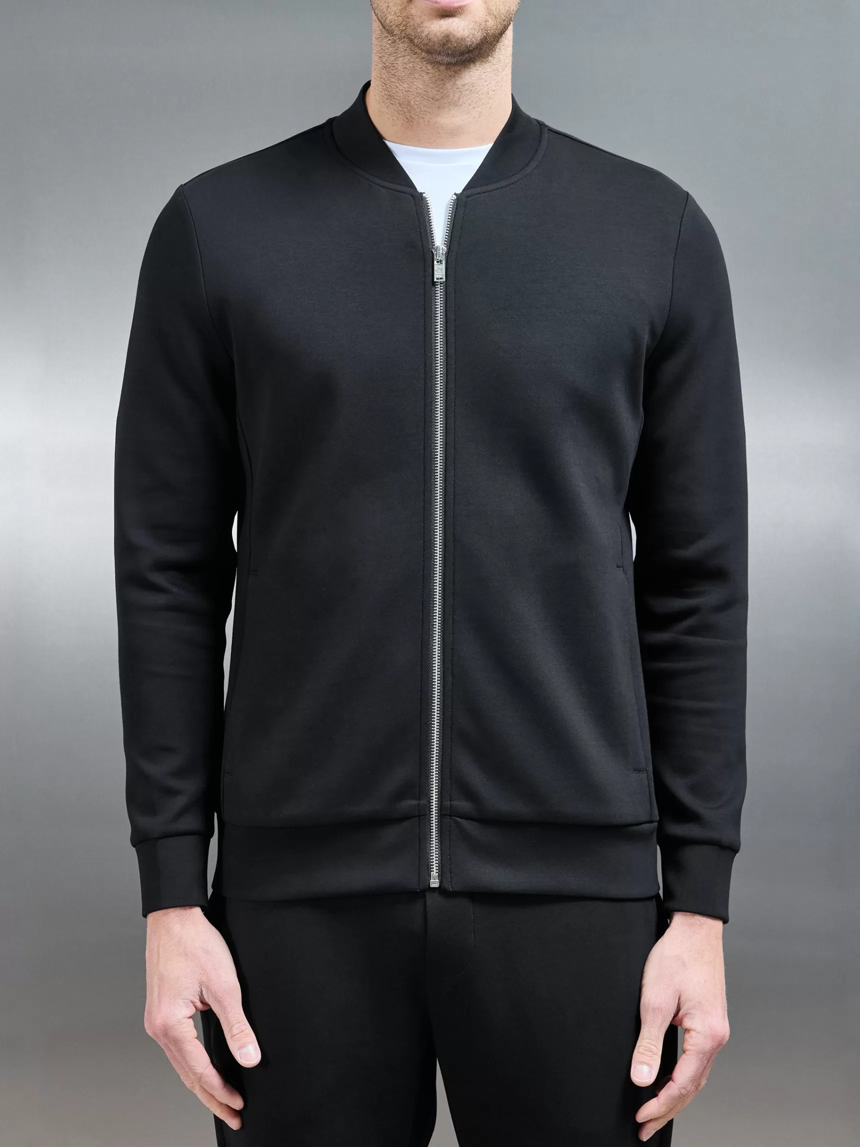 New ARNE Interlock Jersey Bomber Jacket - Black