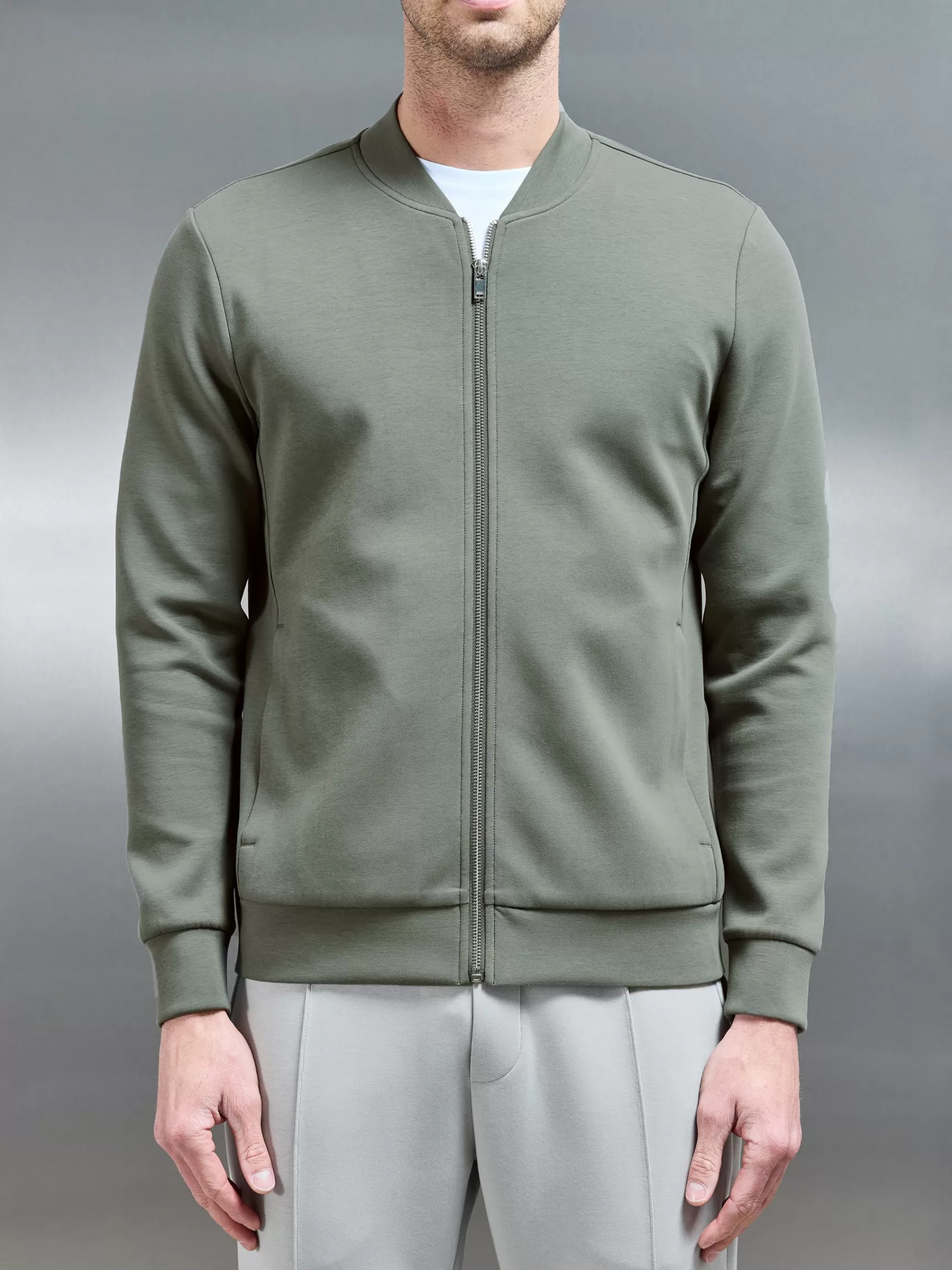 Hot ARNE Interlock Jersey Bomber Jacket - Sage