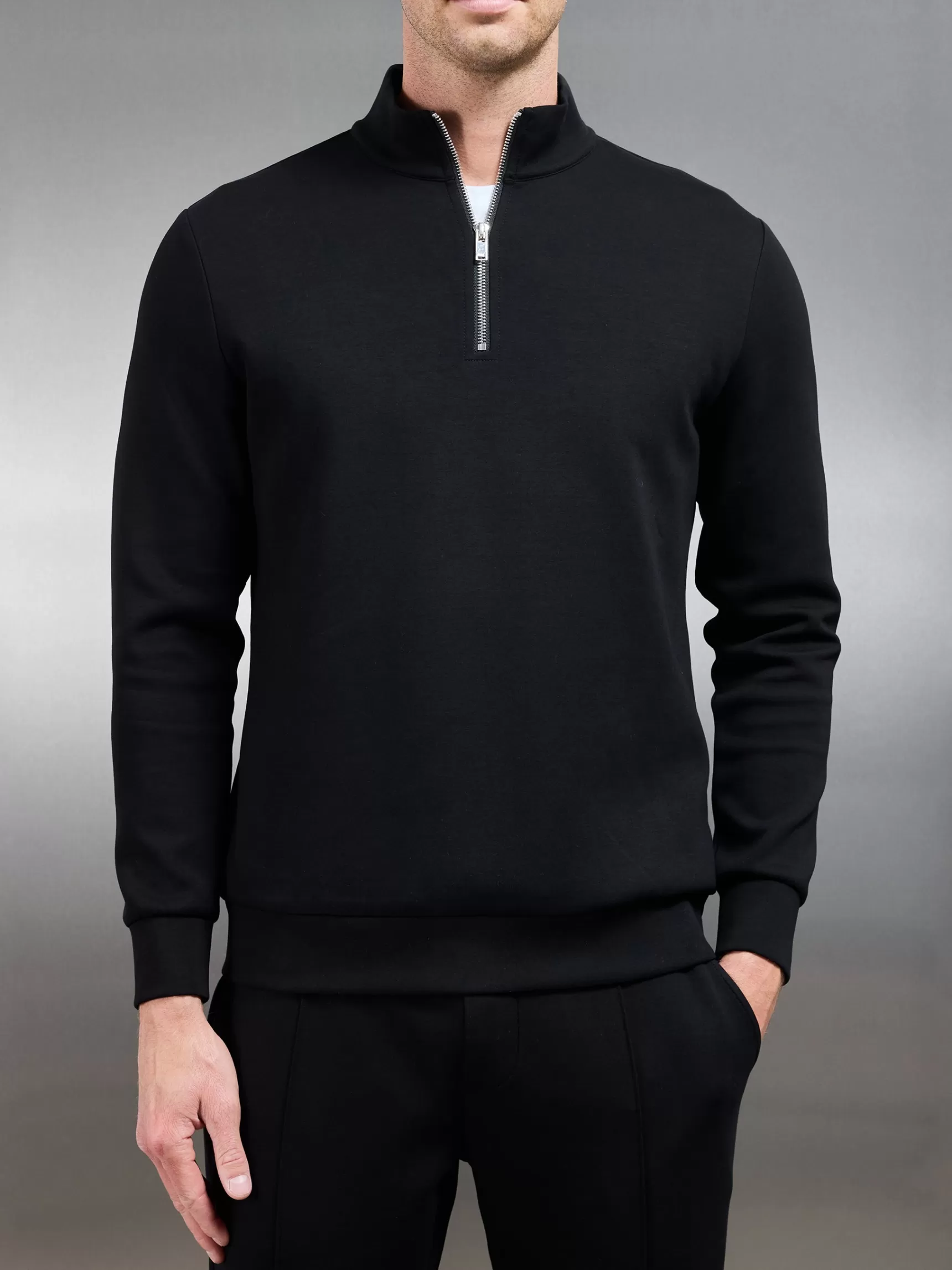 Flash Sale ARNE Interlock Jersey Half Zip - Black