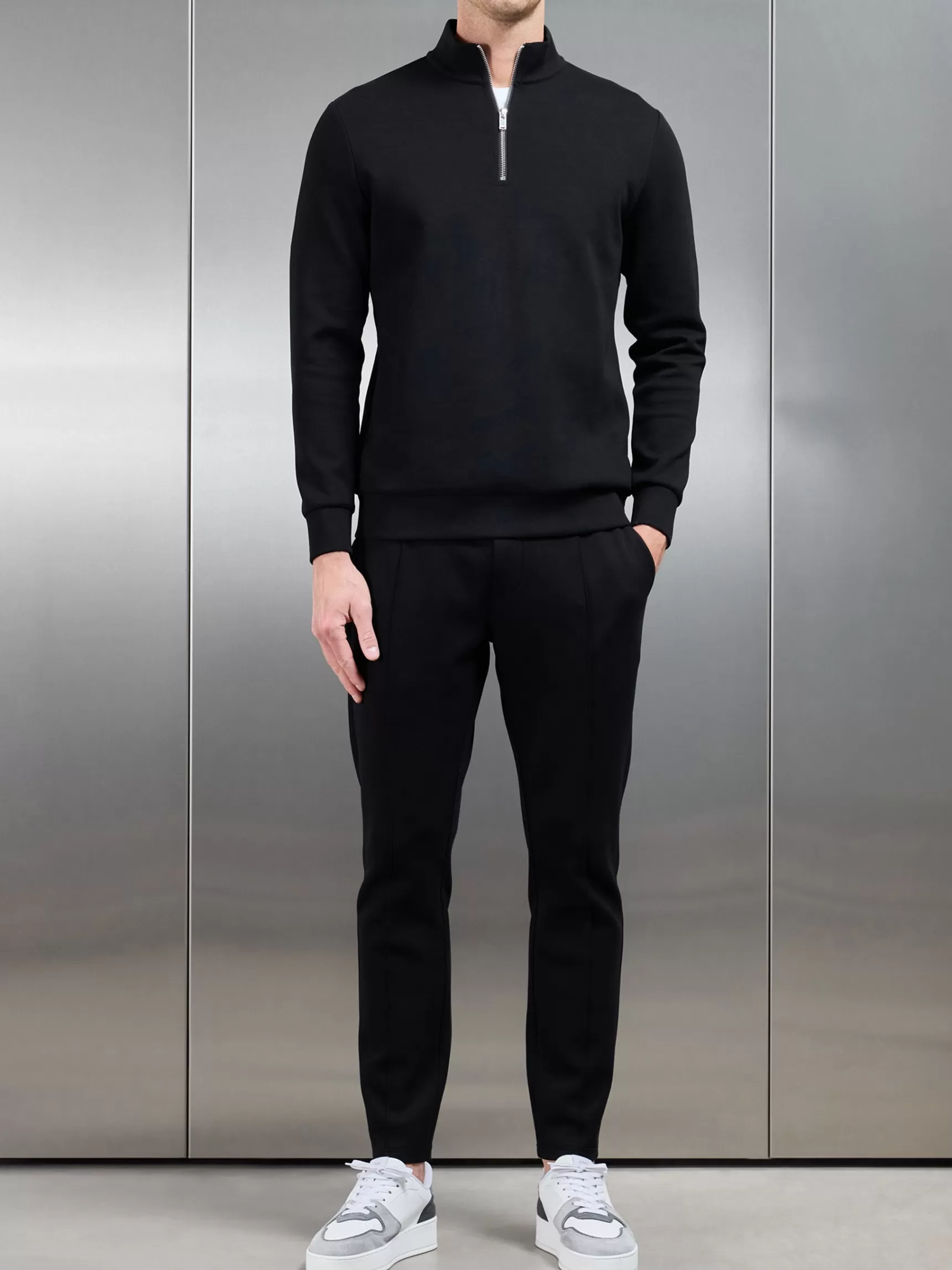 Flash Sale ARNE Interlock Jersey Half Zip - Black