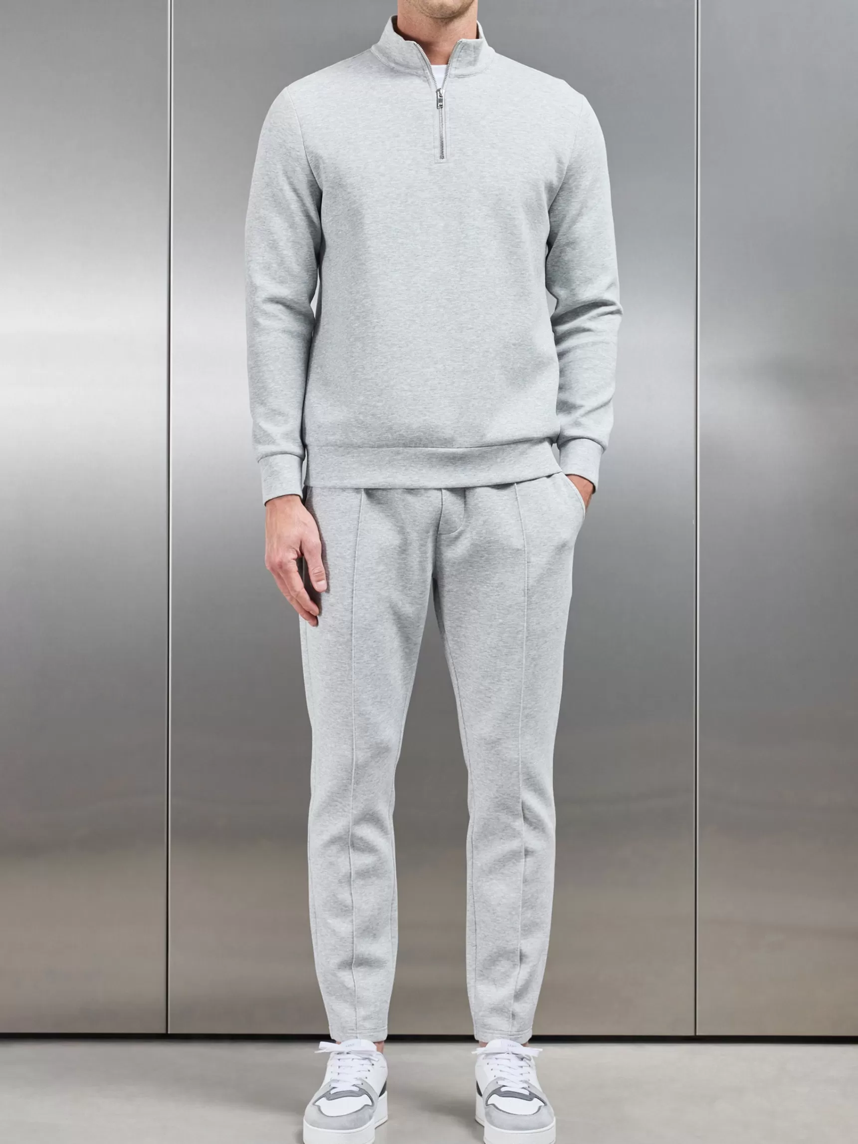 Hot ARNE Interlock Jersey Half Zip - Marl Grey MarlGrey
