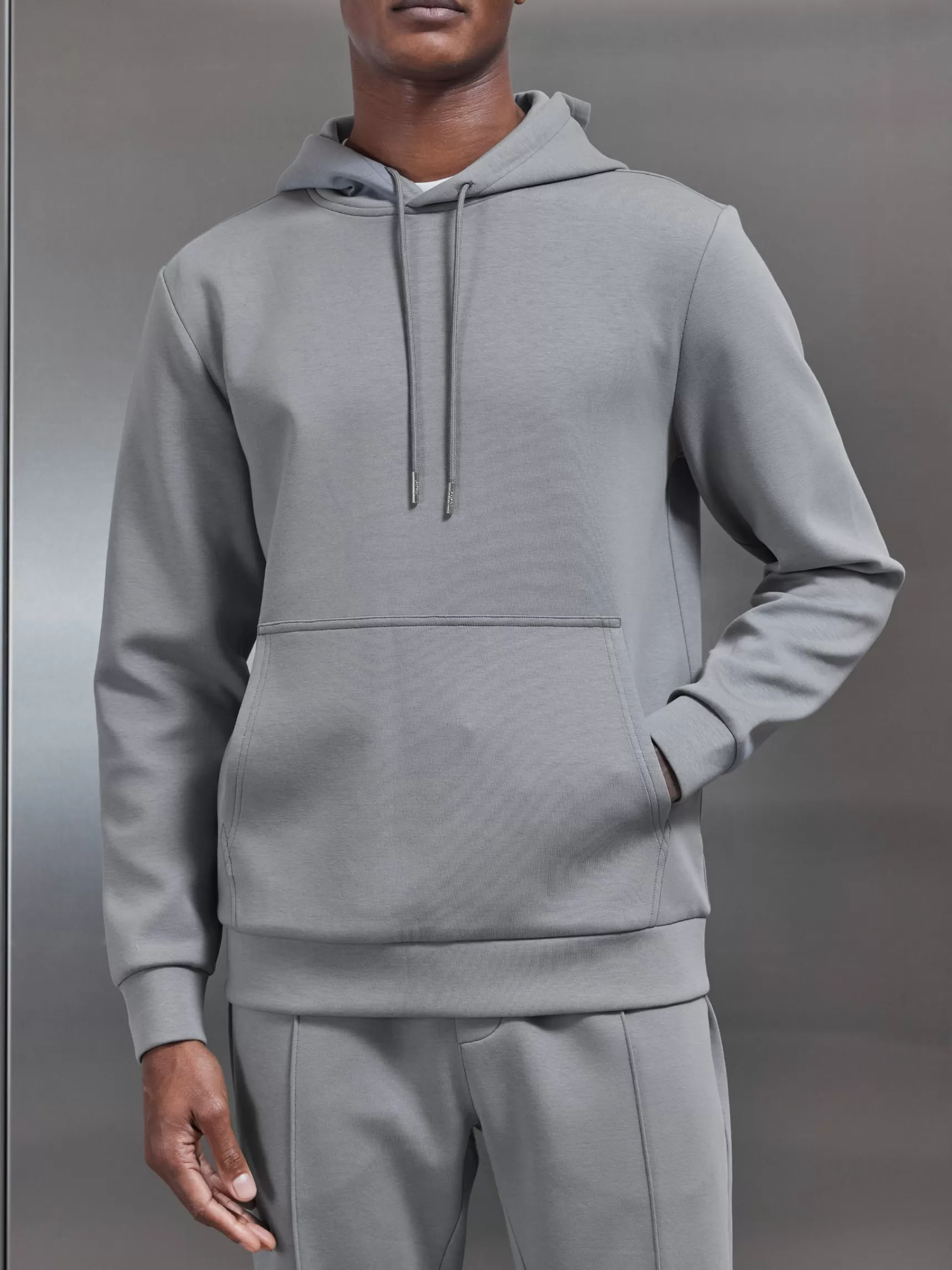 Store ARNE Interlock Jersey Hoodie - Grey