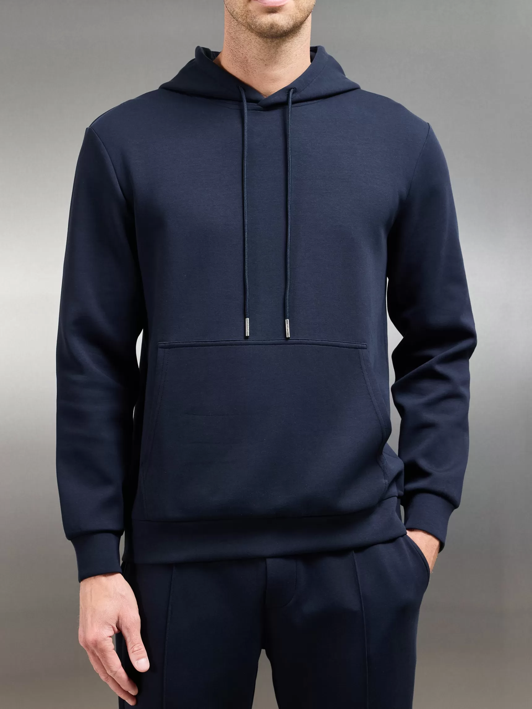 Cheap ARNE Interlock Jersey Hoodie - Navy