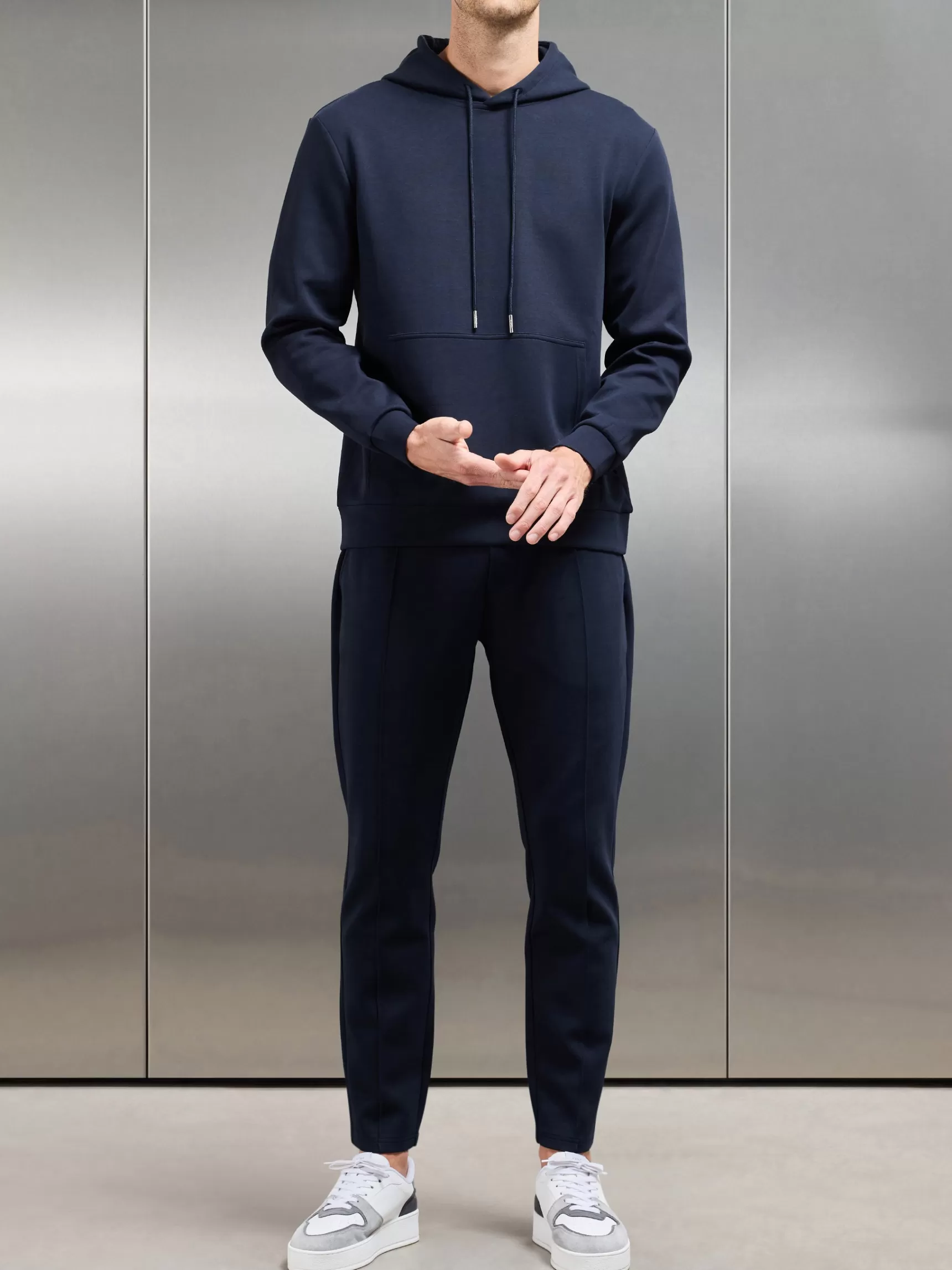 Cheap ARNE Interlock Jersey Hoodie - Navy