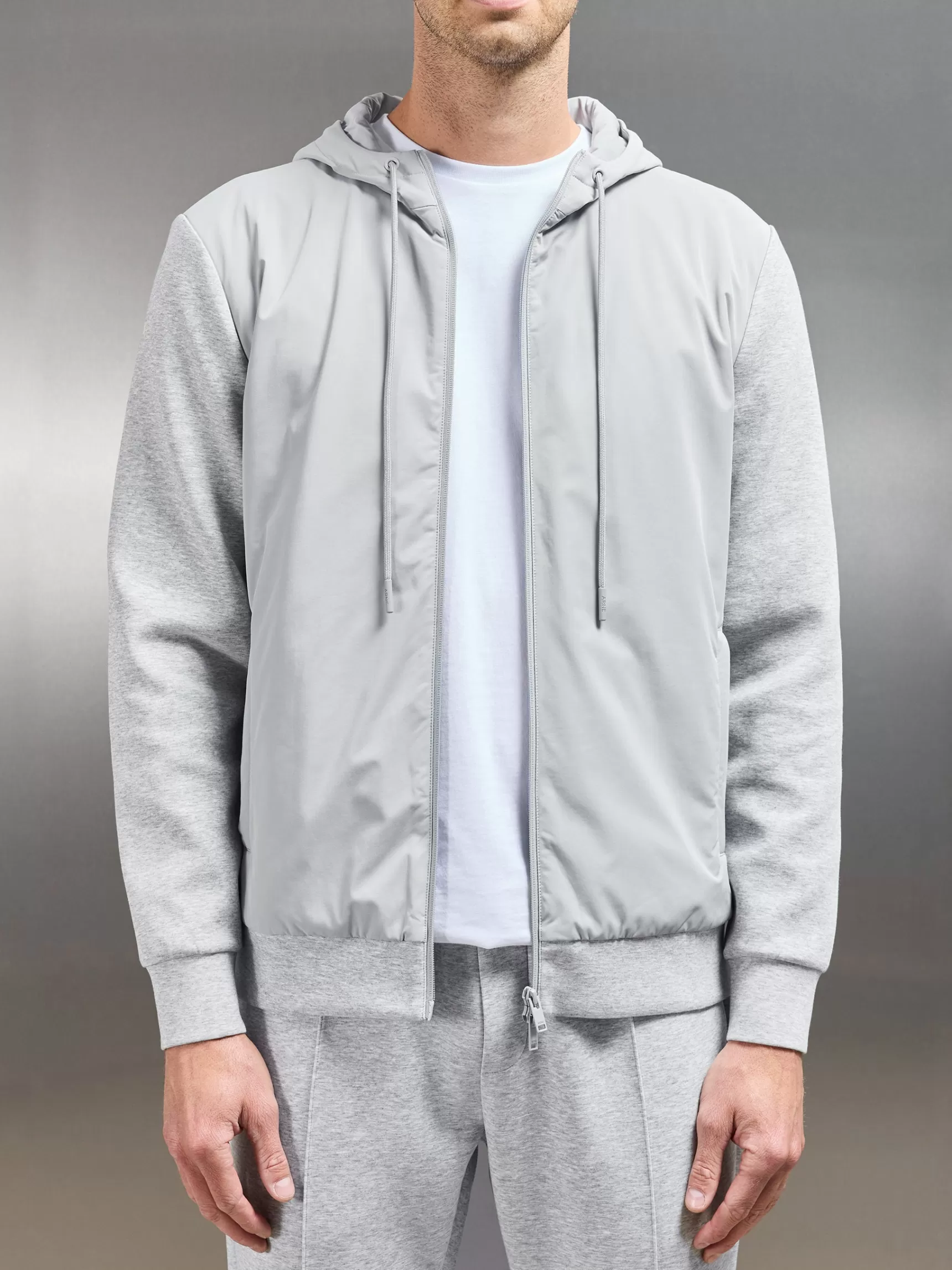 Best Sale ARNE Interlock Jersey Hybrid Windbreaker - Marl Grey MarlGrey