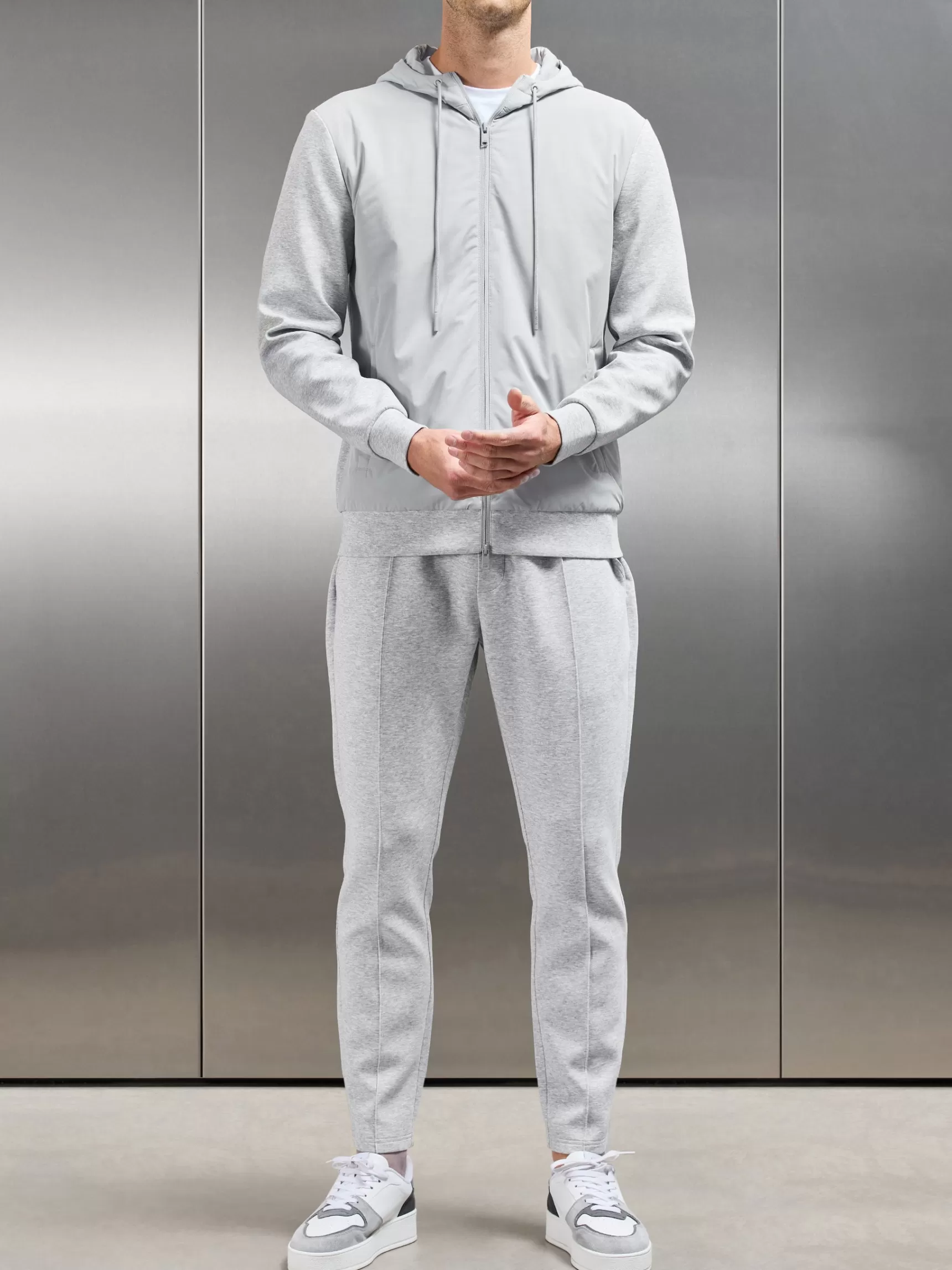 Best Sale ARNE Interlock Jersey Hybrid Windbreaker - Marl Grey MarlGrey