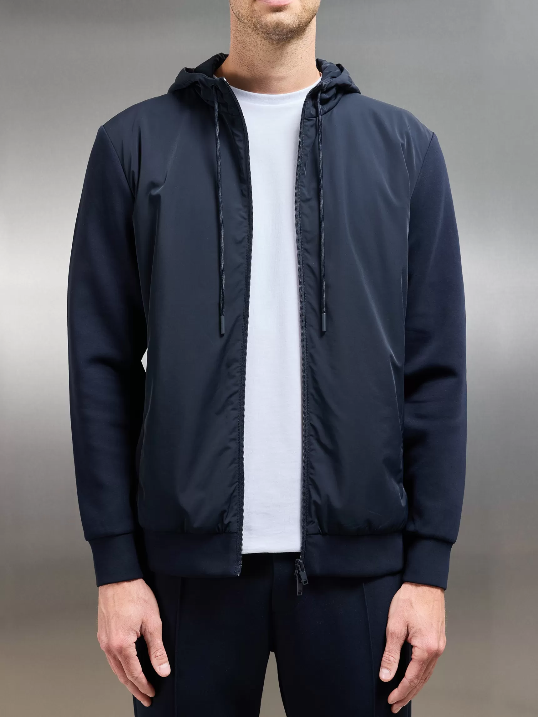 Outlet ARNE Interlock Jersey Hybrid Windbreaker - Navy