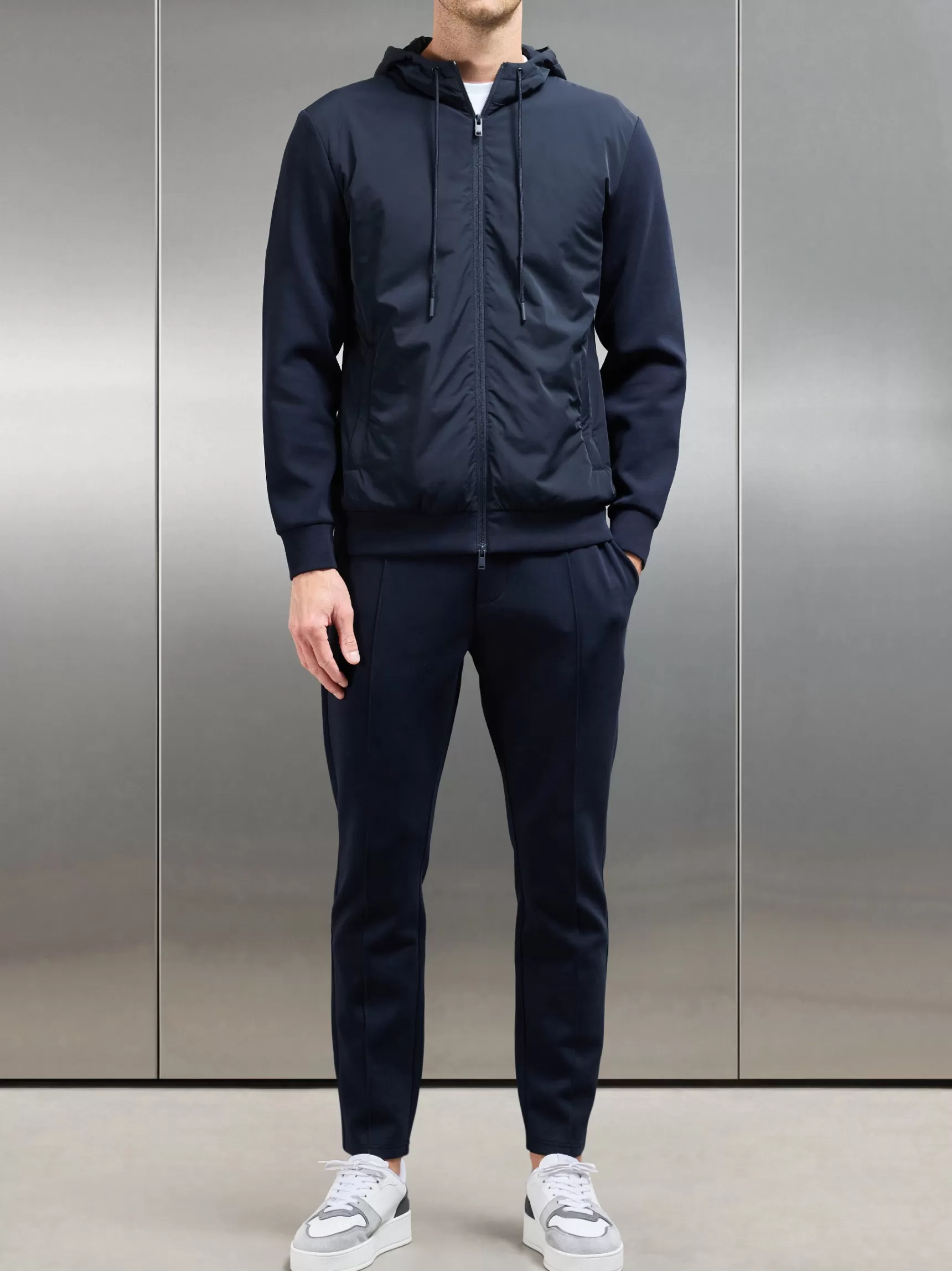 Outlet ARNE Interlock Jersey Hybrid Windbreaker - Navy