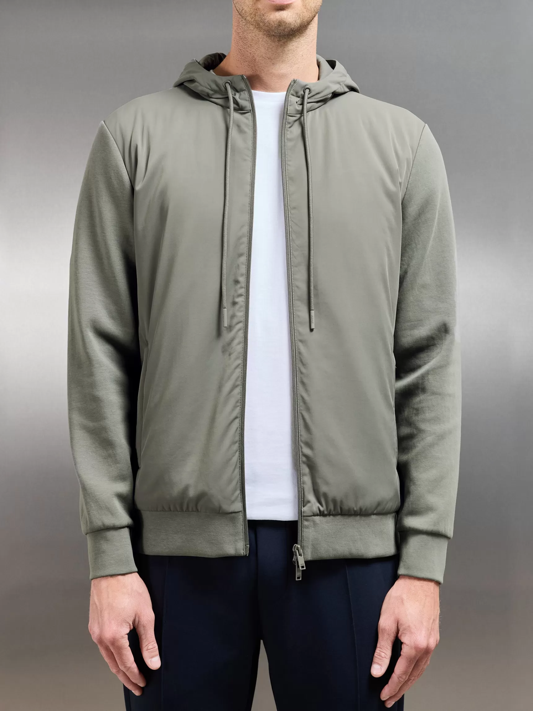 Cheap ARNE Interlock Jersey Hybrid Windbreaker - Sage