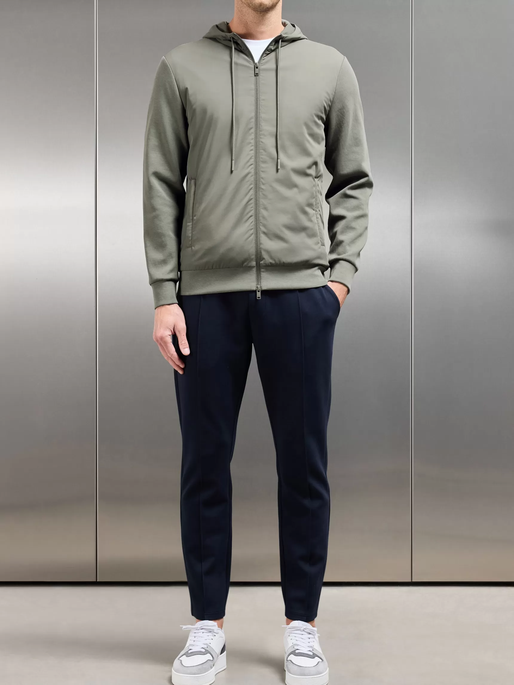 Cheap ARNE Interlock Jersey Hybrid Windbreaker - Sage