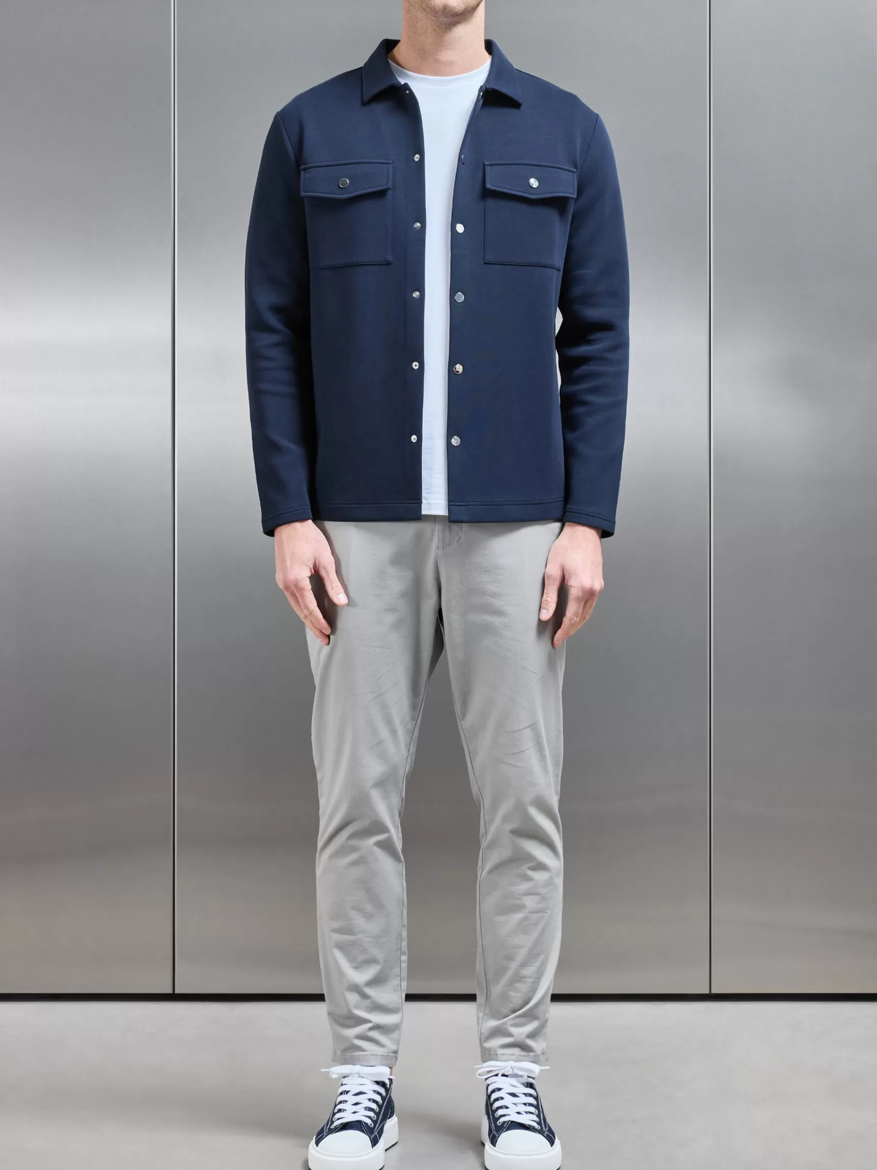 Flash Sale ARNE Interlock Jersey Pocket Popper Overshirt - Navy