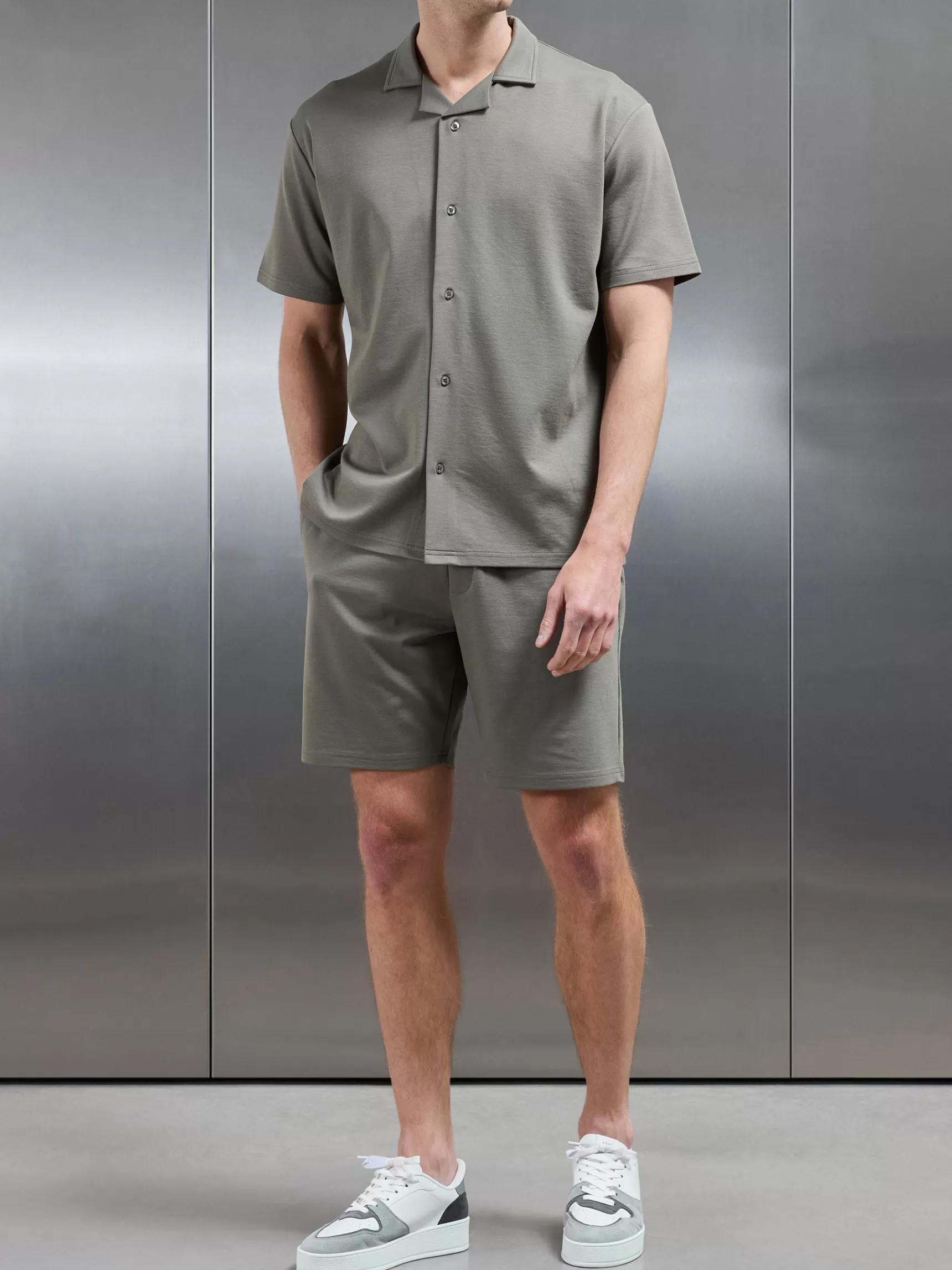 Best Sale ARNE Interlock Relaxed Fit Revere Collar Shirt - Sage