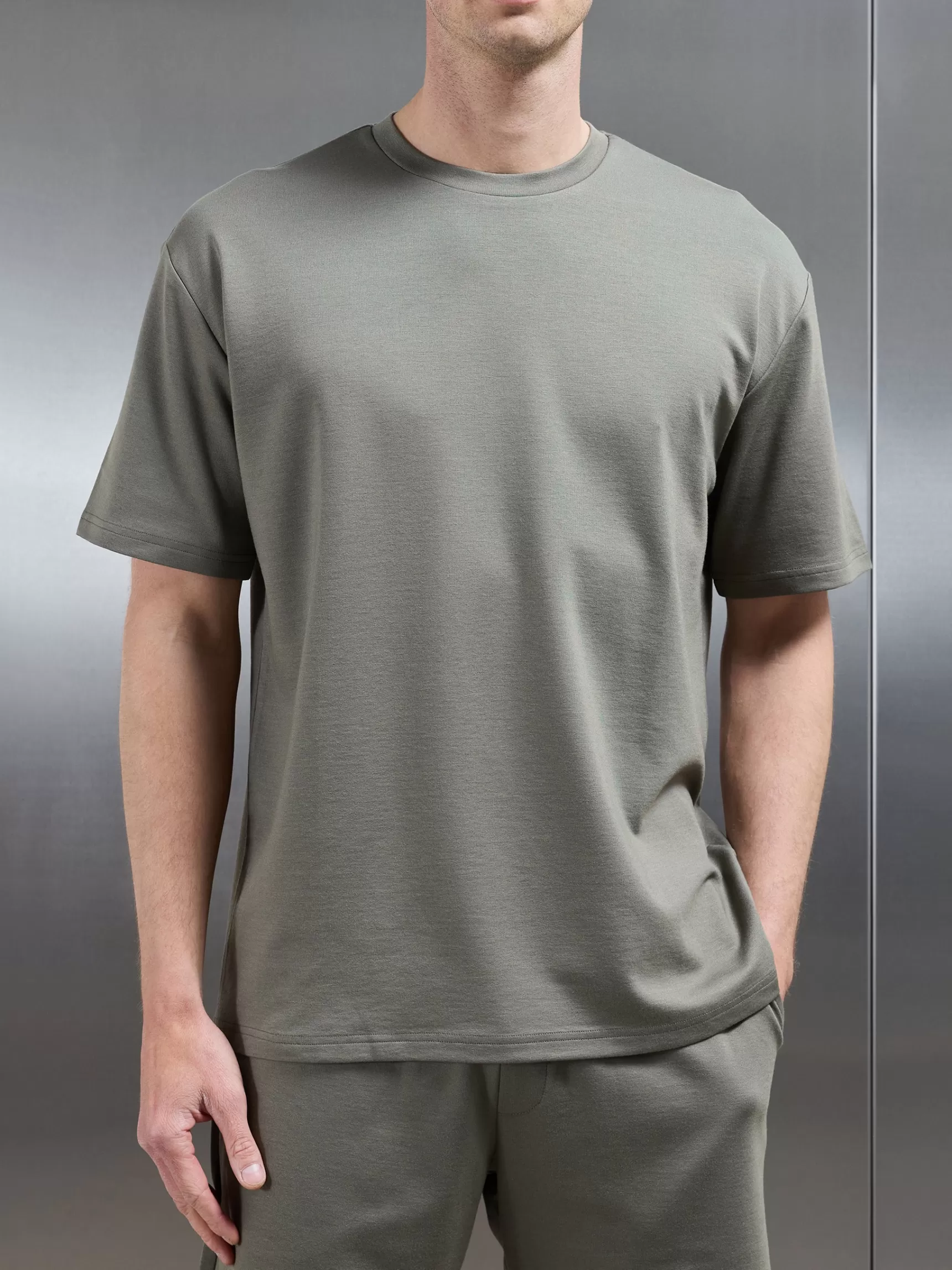Store ARNE Interlock Relaxed Fit T-Shirt - Sage