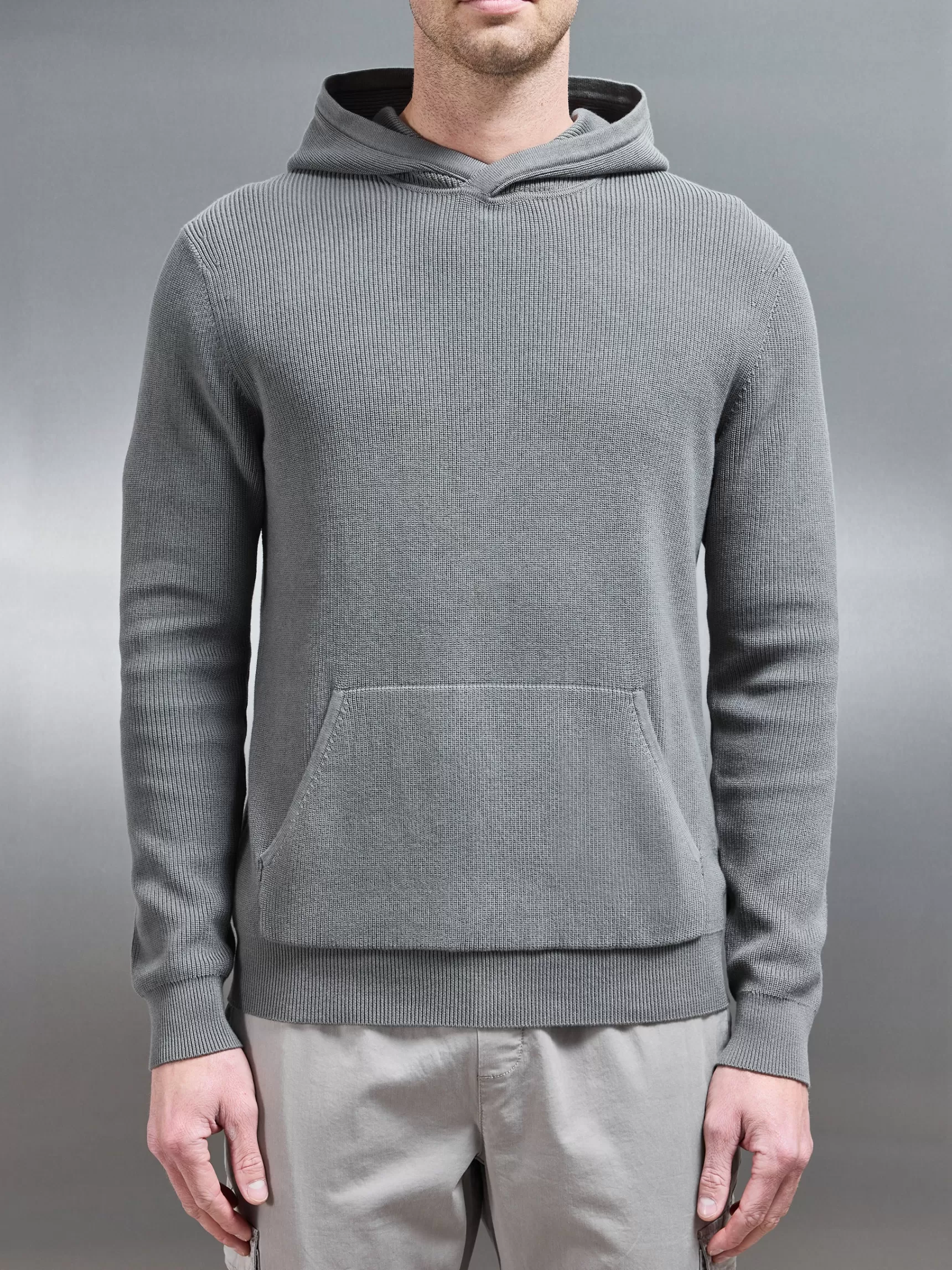 Outlet ARNE Knitted Ribbed Hoodie - Sage