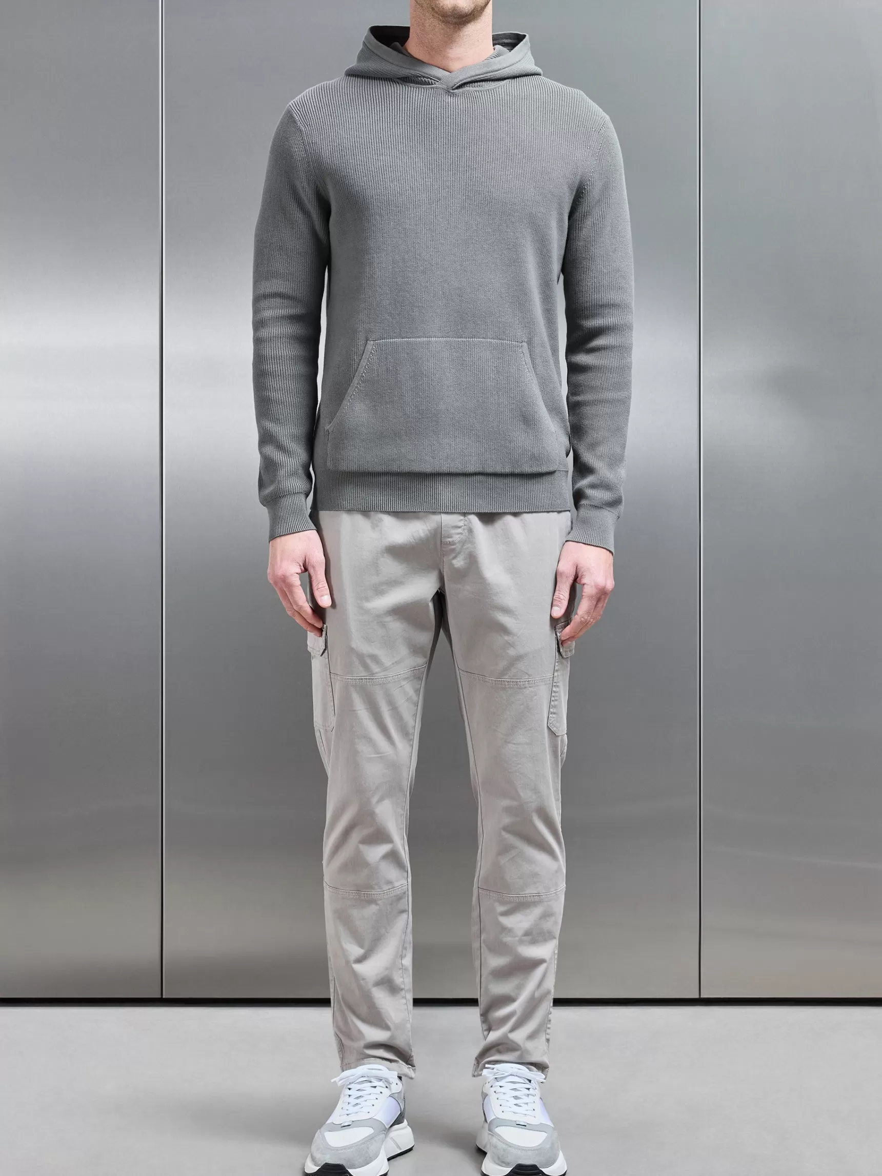 Outlet ARNE Knitted Ribbed Hoodie - Sage