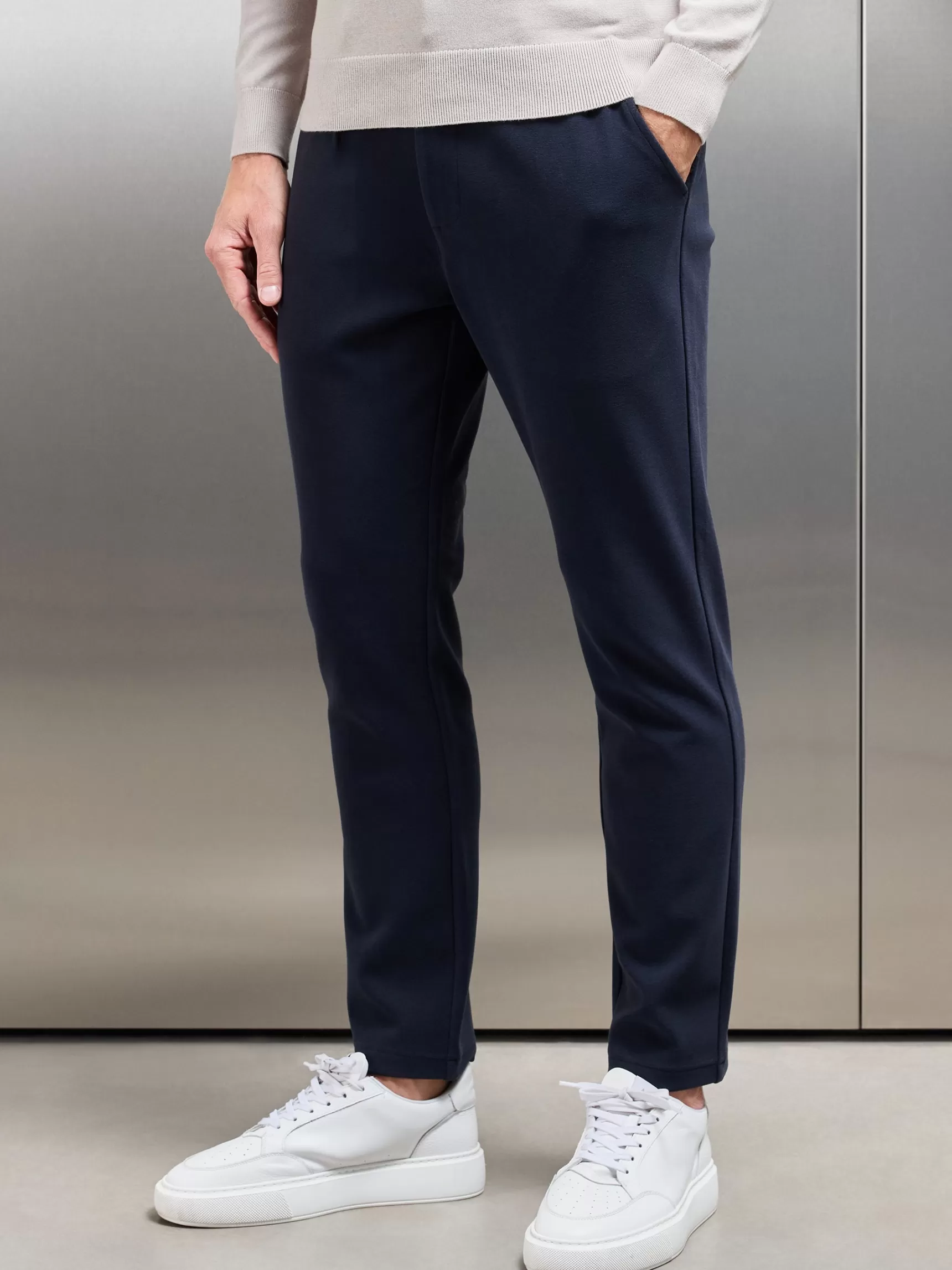 Best Sale ARNE Knitted Tailored Chino Trouser - Navy