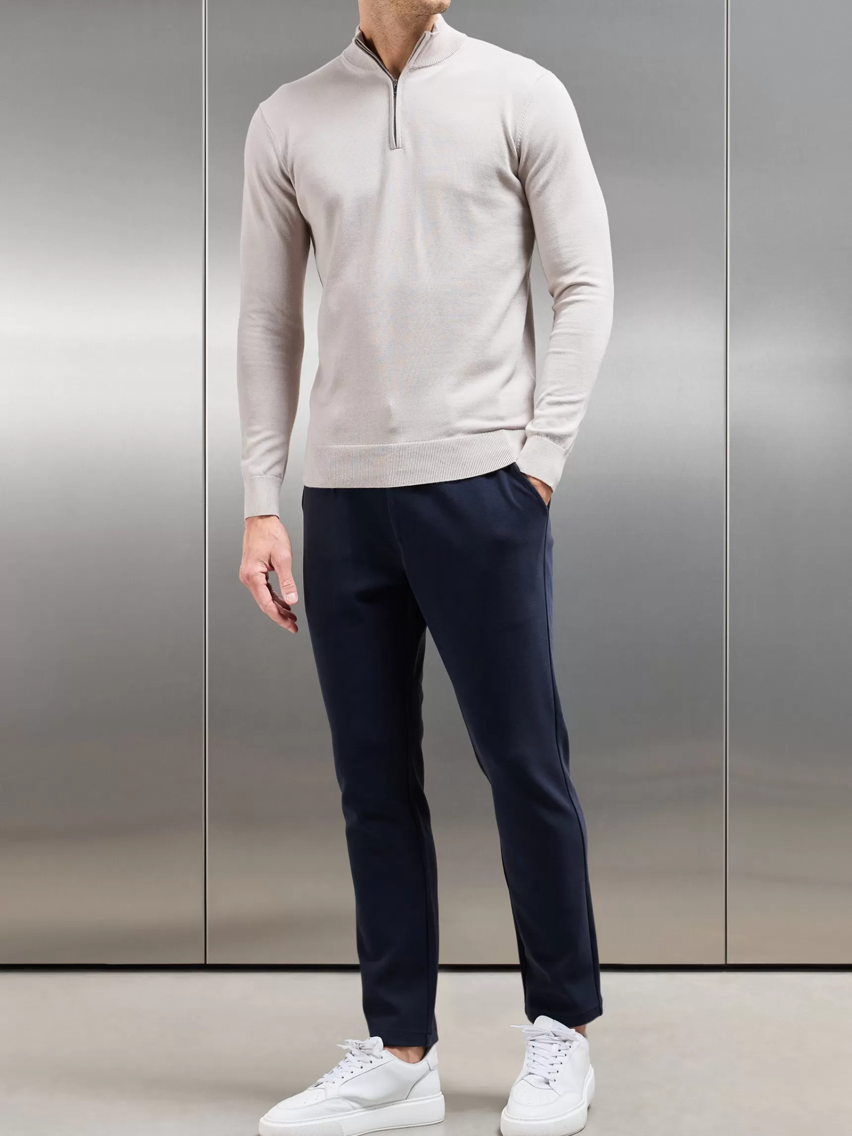 Best Sale ARNE Knitted Tailored Chino Trouser - Navy