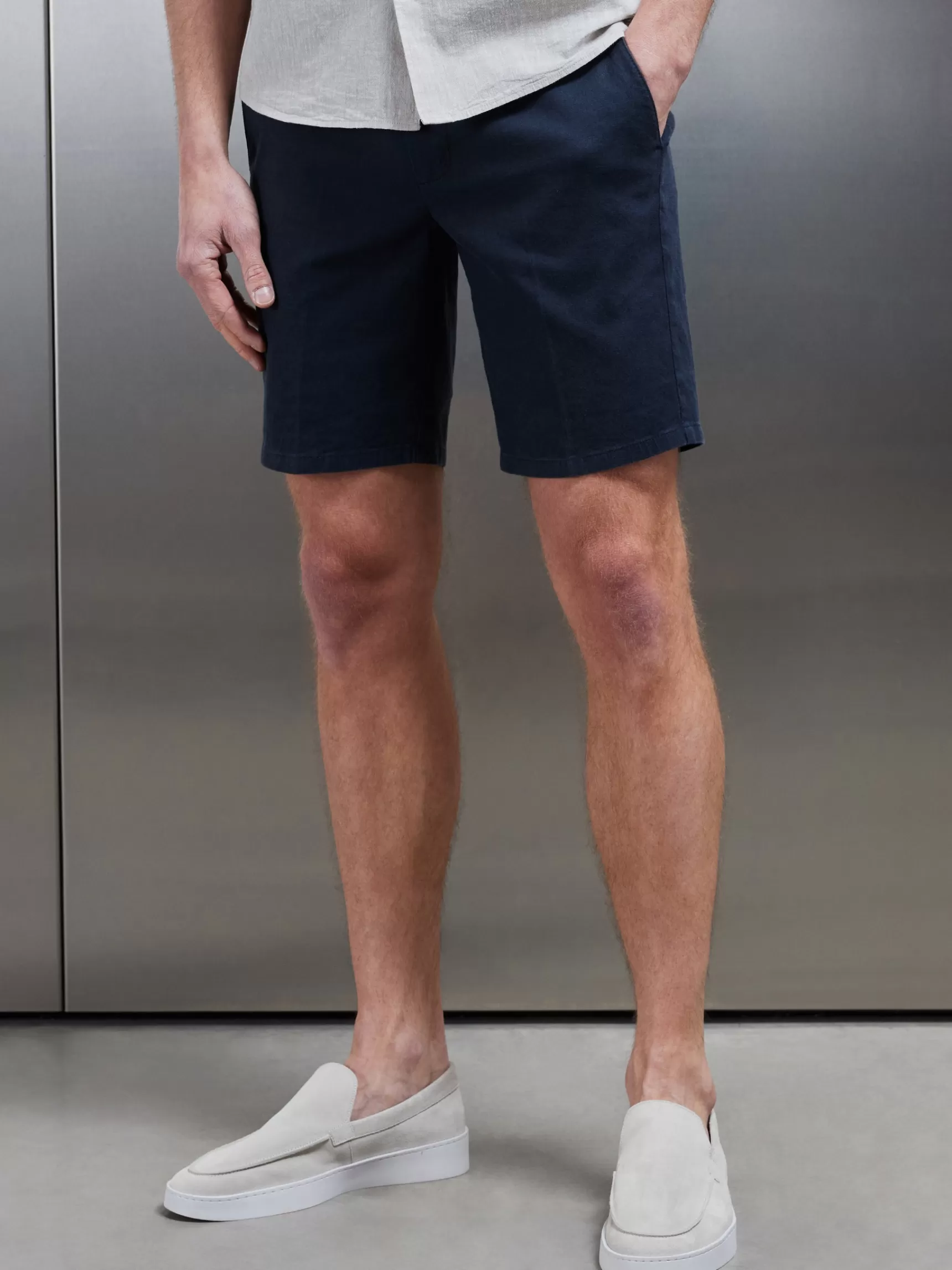 New ARNE Linen Tailored Short - Navy