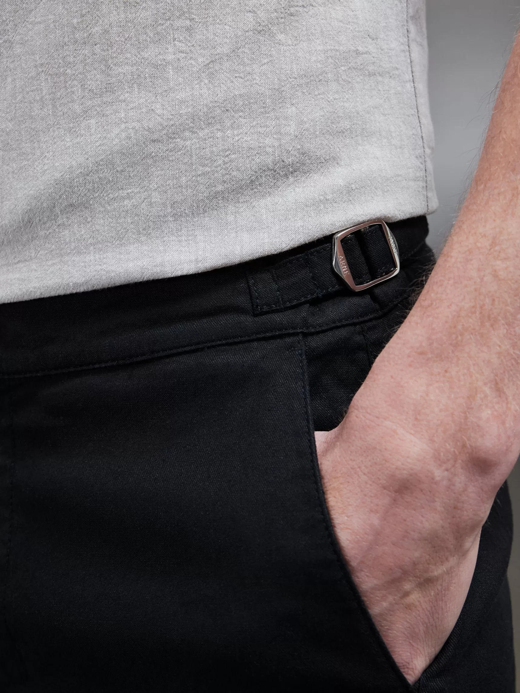 New ARNE Linen Tailored Trouser - Black