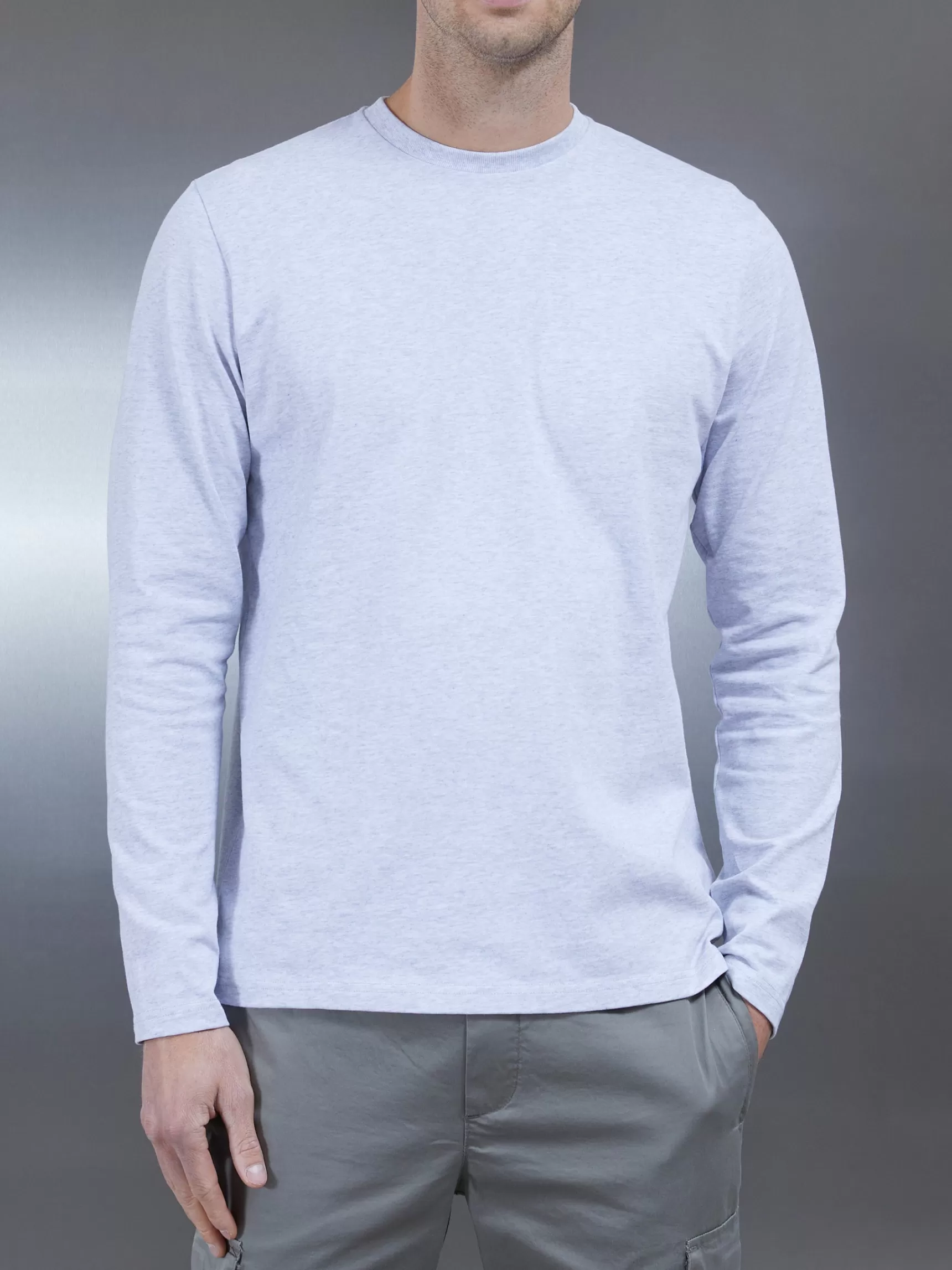 Sale ARNE Long Sleeve Slim Fit T-Shirt - Marl Grey MarlGrey
